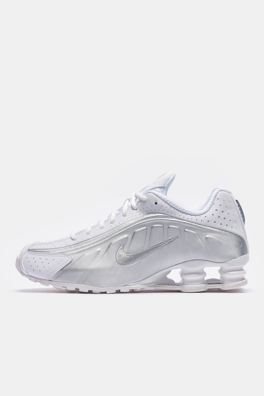 Shox R4 Sneaker in White/Metallic Silver/White - 1