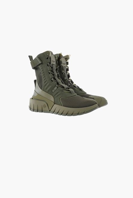 Khaki mesh and suede B-Army sneakers - 2