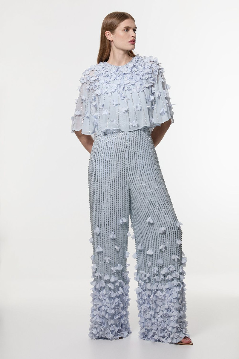 KAREN MILLEN Crystal Applique Angel Sleeve Woven Jumpsuit outlook