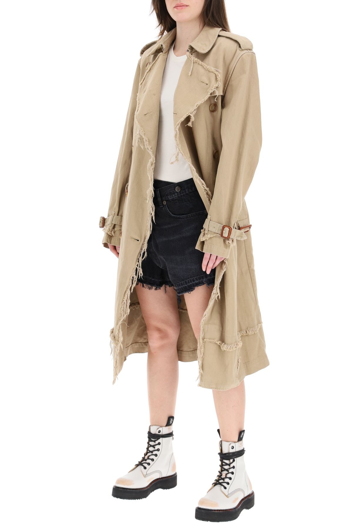 SHREDDED TRENCH COAT WITH FRAYED EDGES - 2