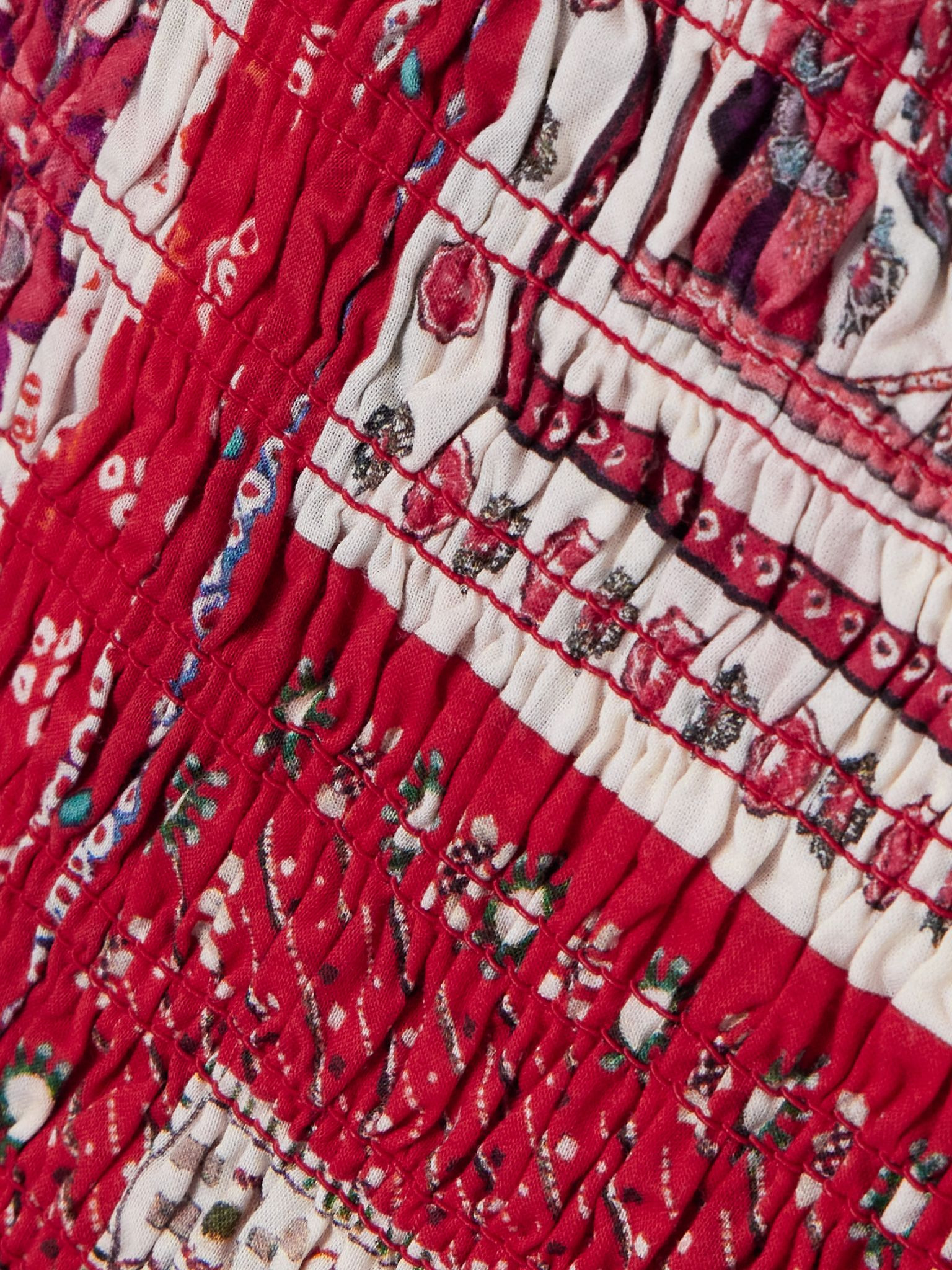 Anka tiered smocked bandana-print cotton mini dress Red - 4
