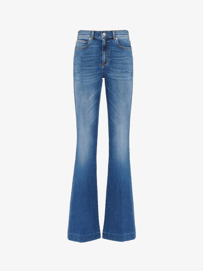 Women's Narrow Bootcut Denim Trouser in Washed Blue - 1