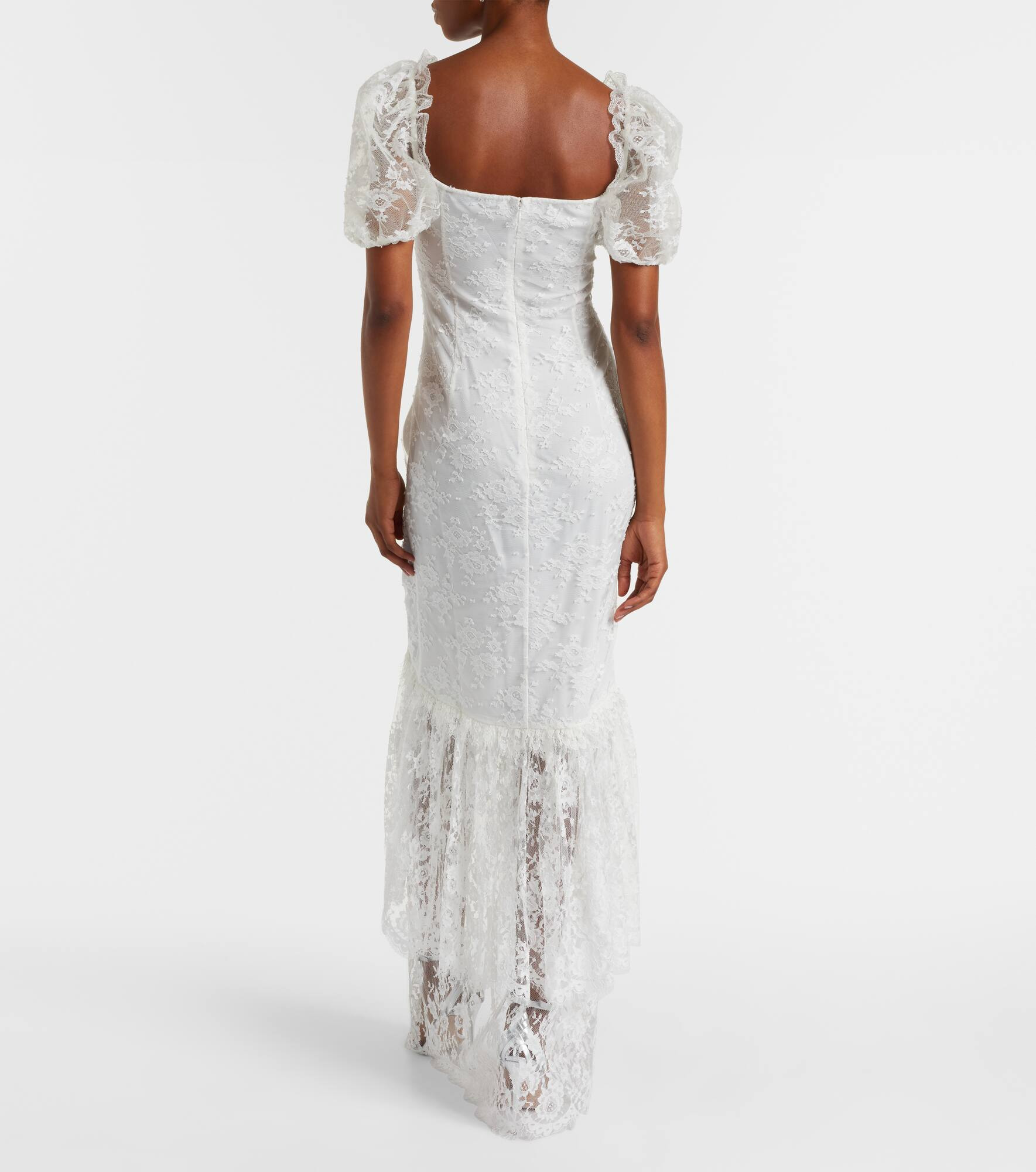 Bow-detail ruched lace gown - 3