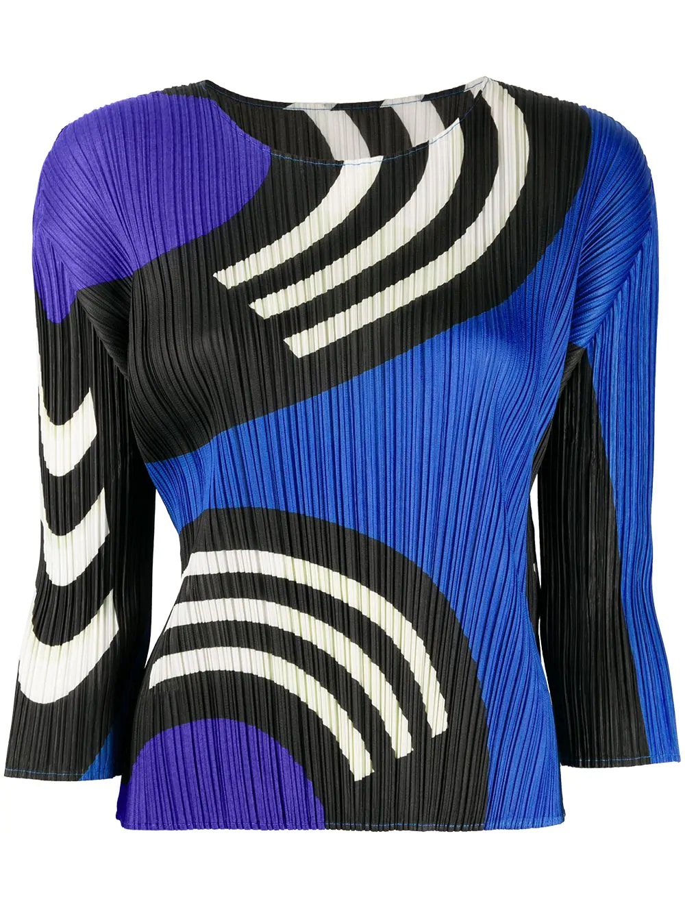 micro-pleated abstract print top - 1