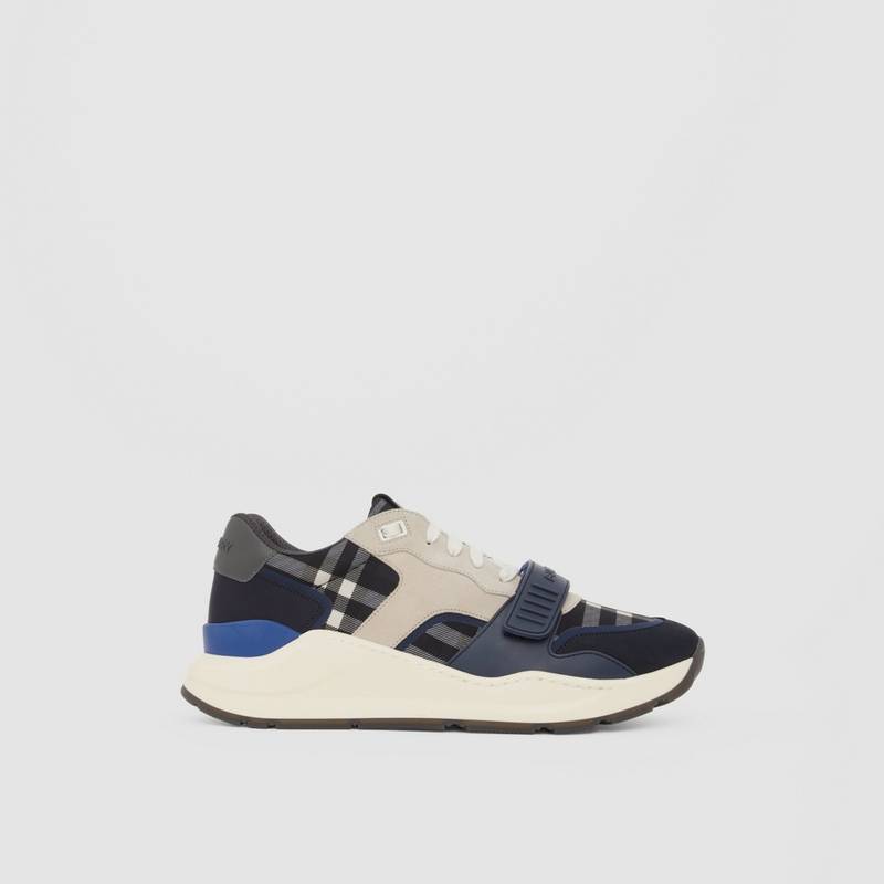 Nylon, Suede and Check Sneakers - 1