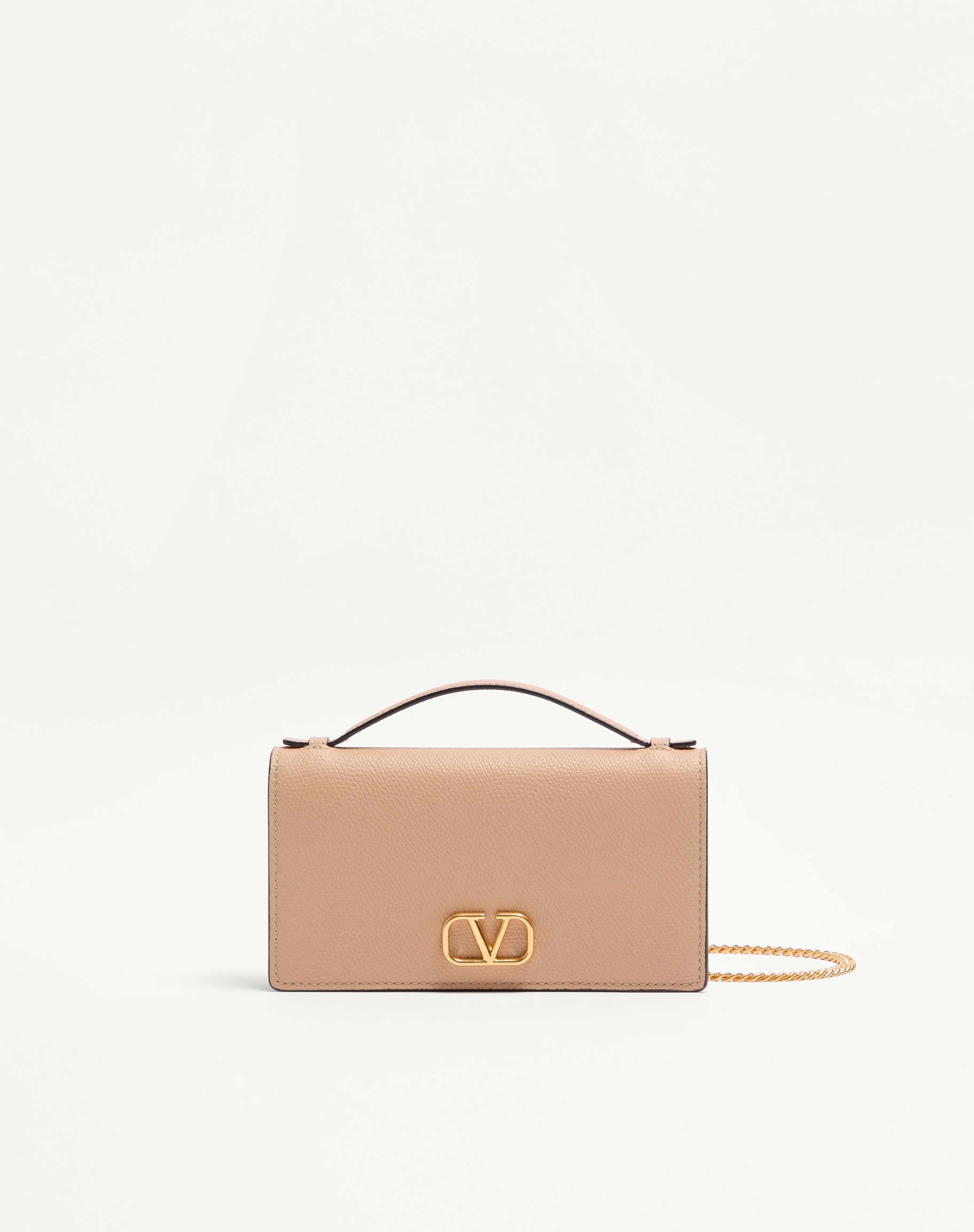 VLOGO SIGNATURE GRAINY CALFSKIN WALLET WITH CHAIN - 1