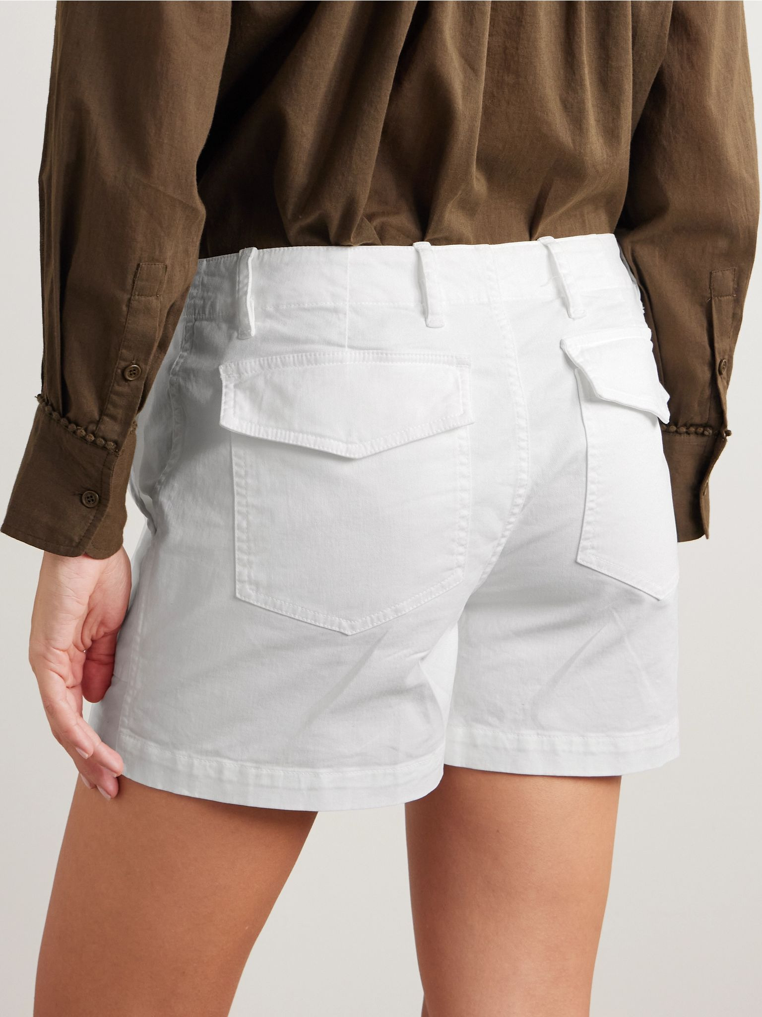 Utility cotton-blend shorts White - 4