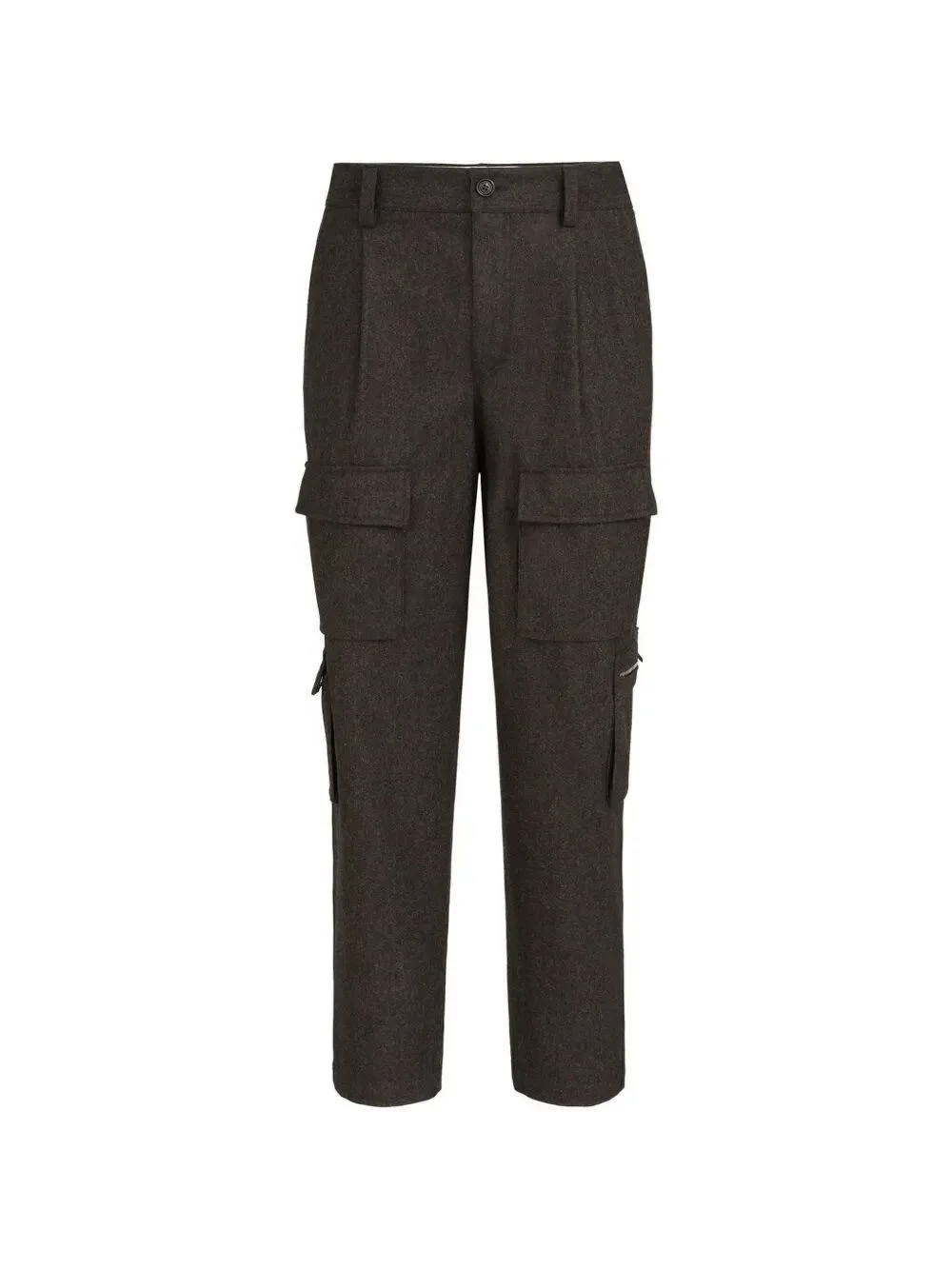 Virgin Wool Flannel Trousers with Cargo Pockets - 1