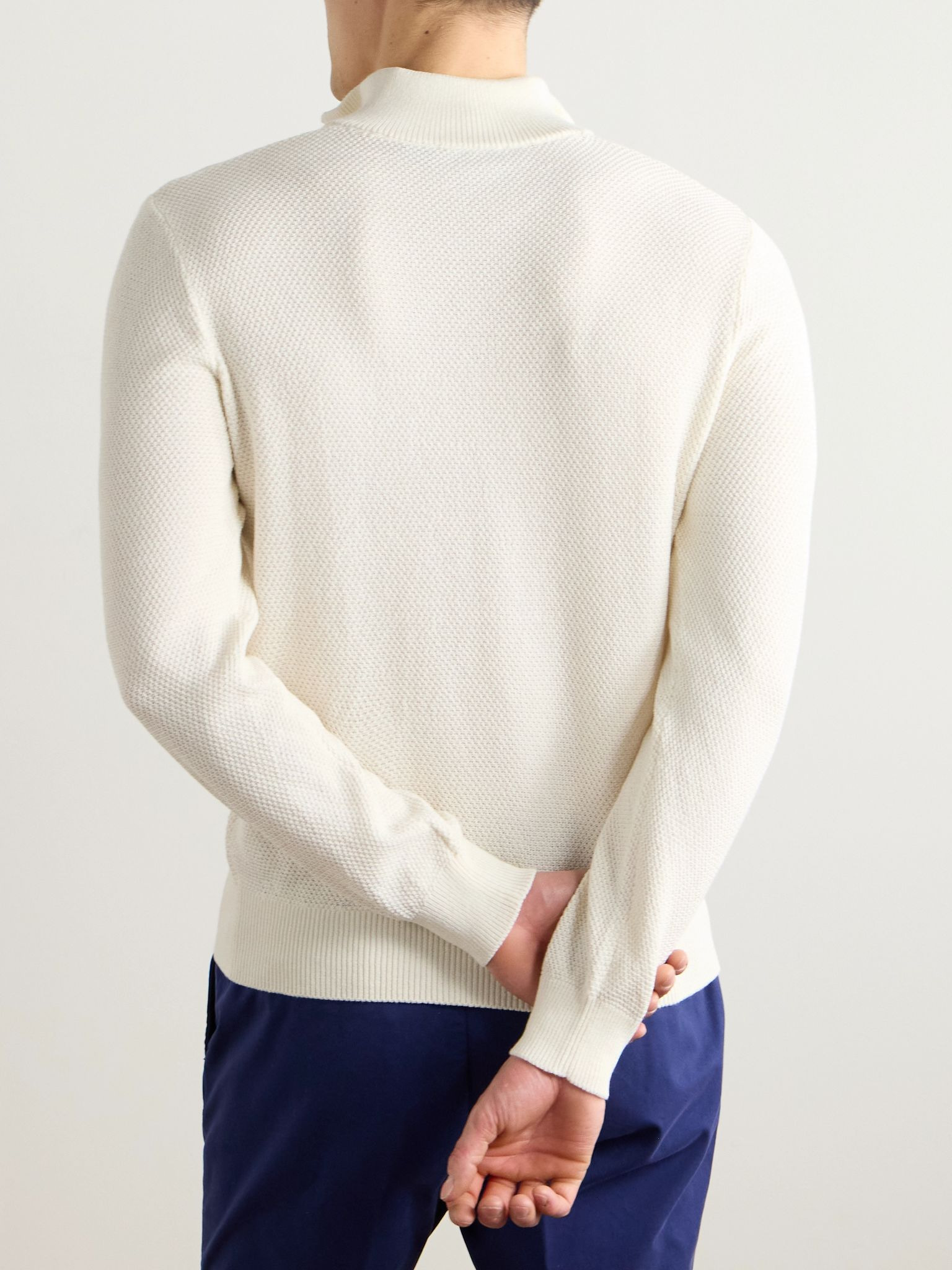 Mulberry Silk and Cotton-Blend Half-Zip Sweater Cream - 3