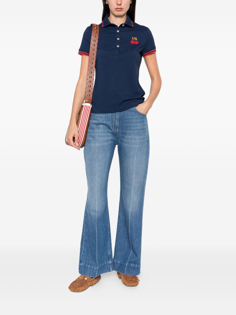 Valentino cherry-embellished polo top outlook