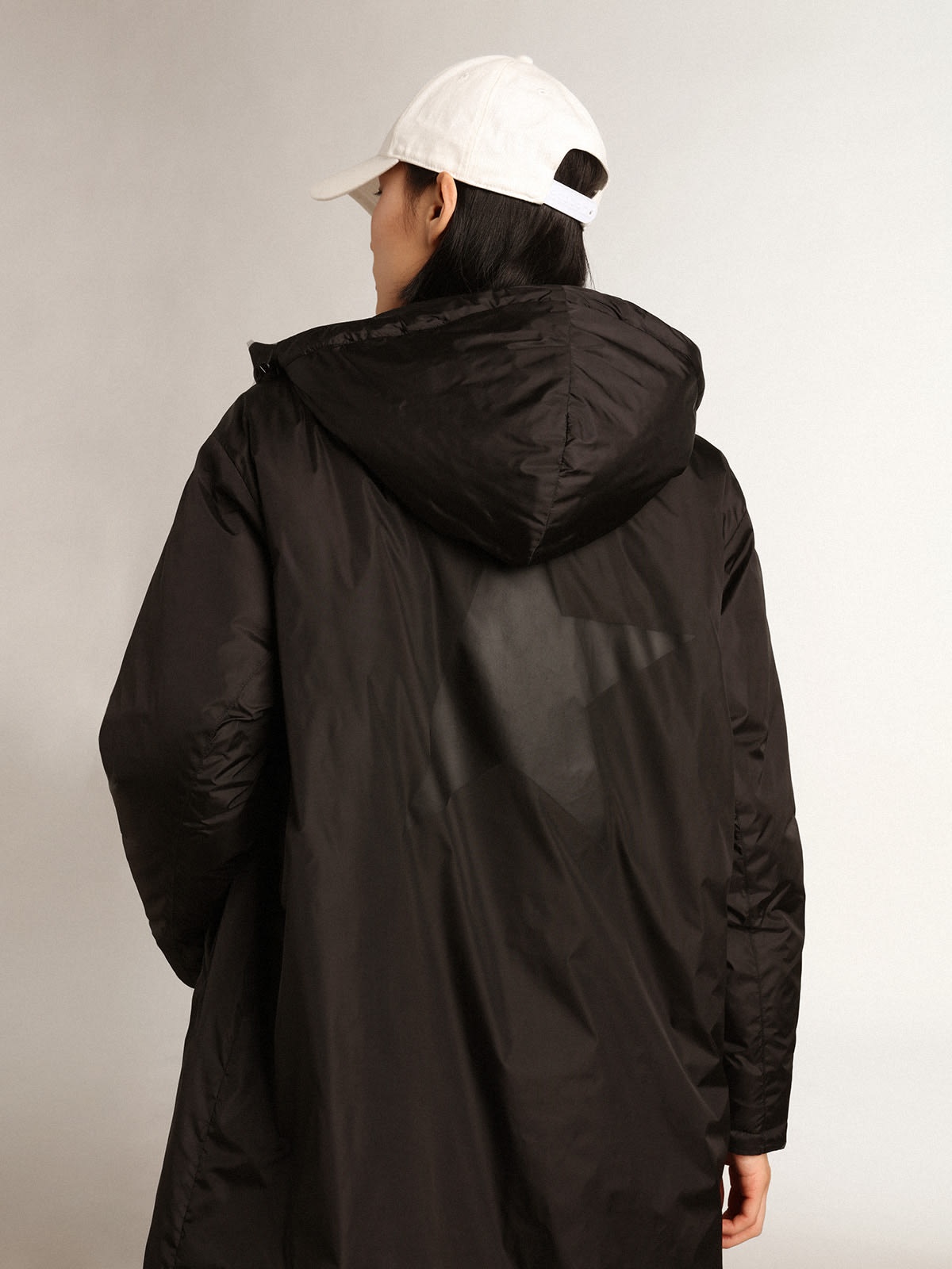Women’s black ankle-length padded jacket with hood - 4