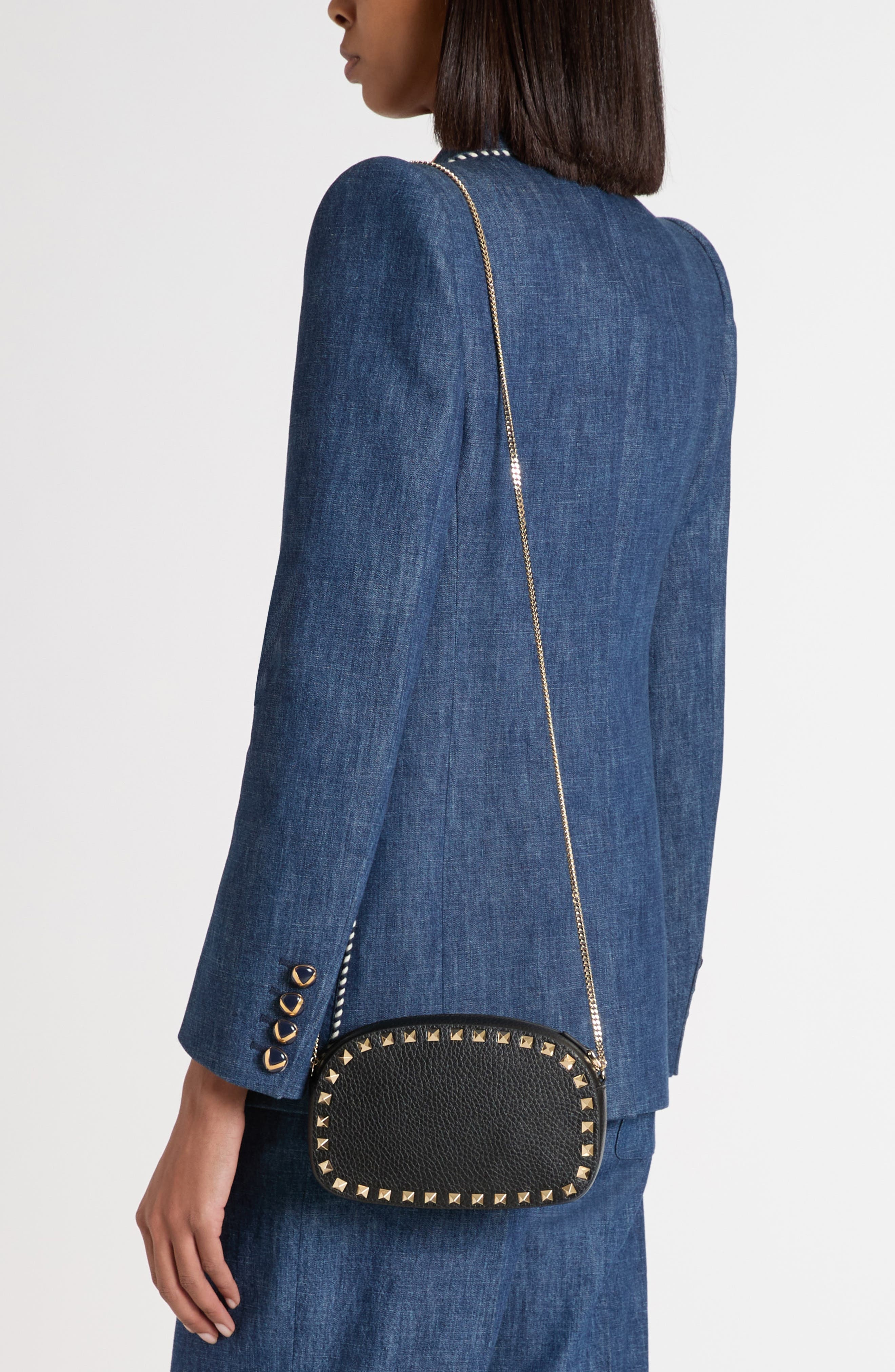 Valentino Garavani Mini Rockstud Leather Crossbody Bag in Nero at Nordstrom - 2
