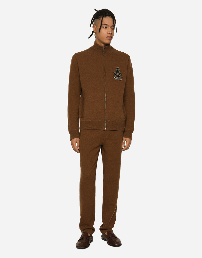 Dolce & Gabbana Wool and cashmere knit zip-up sweater with DG patch outlook
