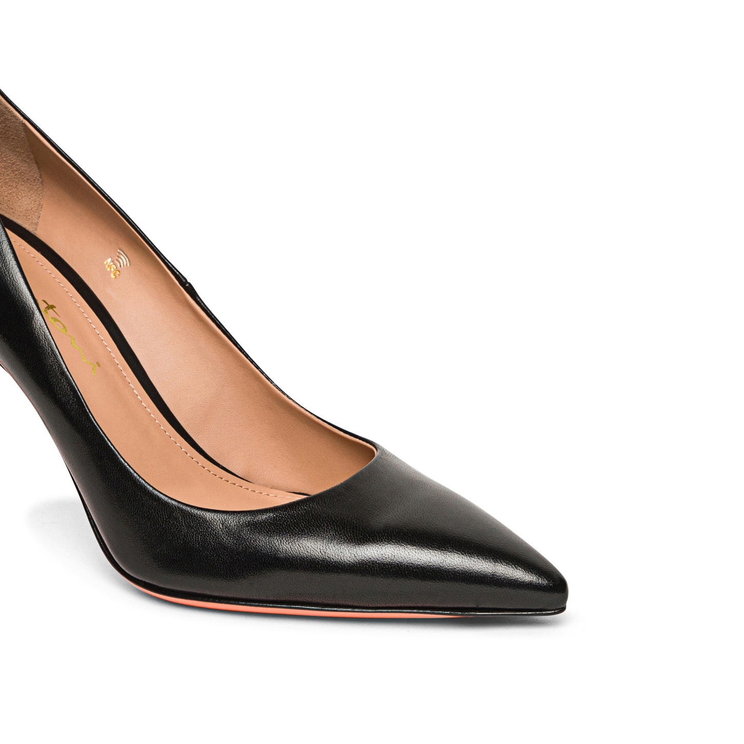Women's black leather high-heel pump - 5