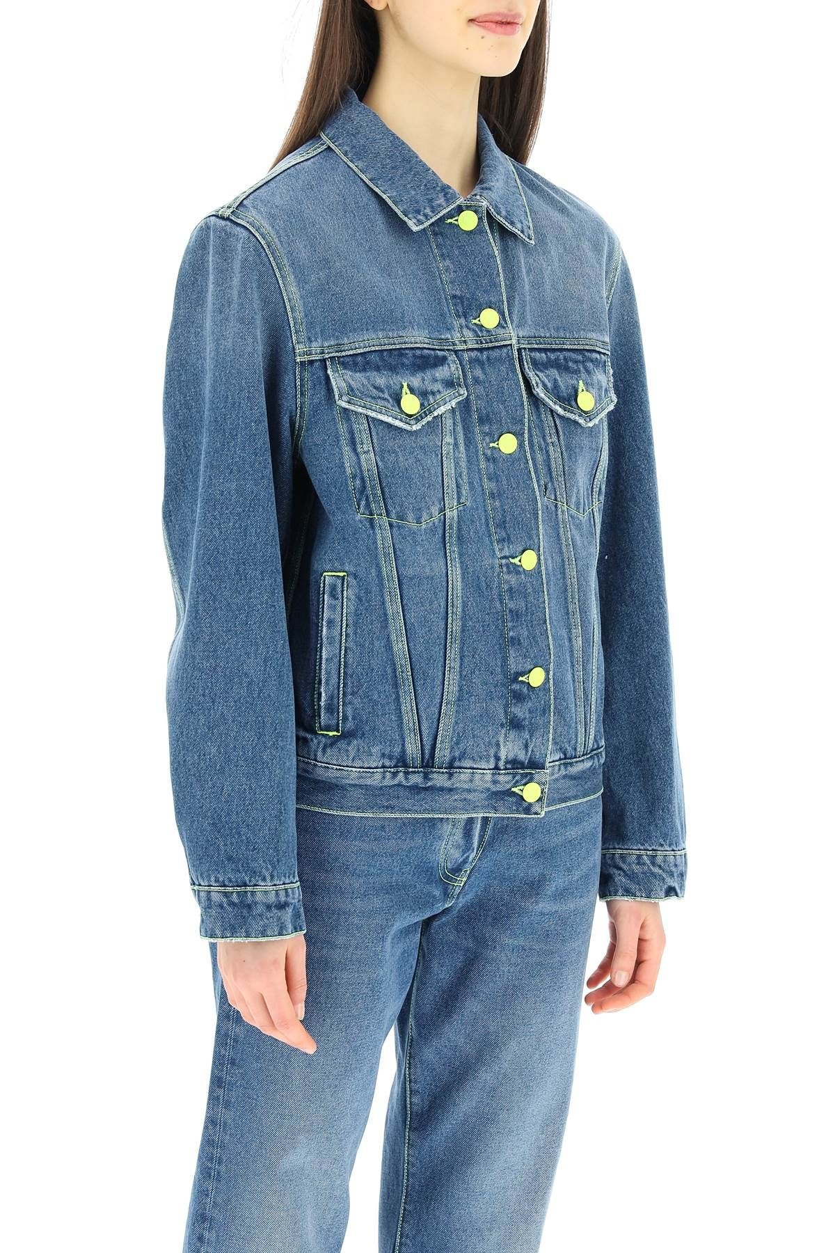 DENIM JACKET WITH FLUORESCENT STICHING - 3