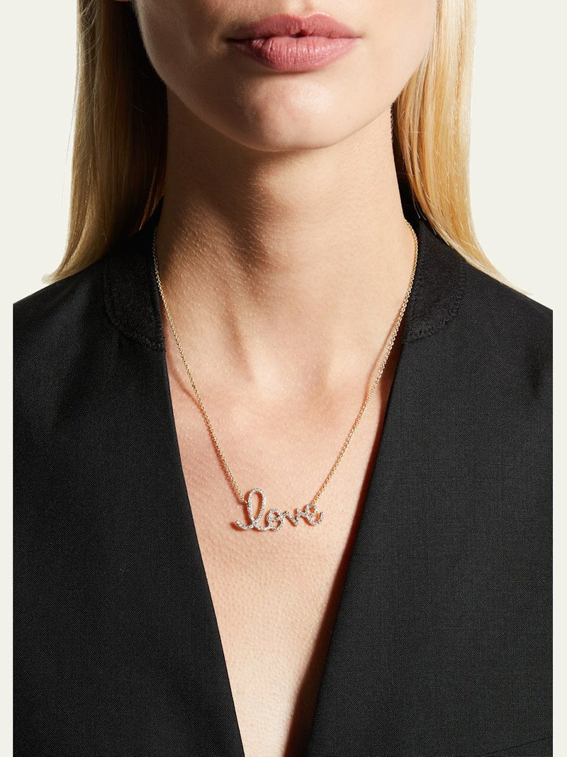 SYDNEY EVAN 14k Diamond Love Script Necklace, Multi Gold outlook