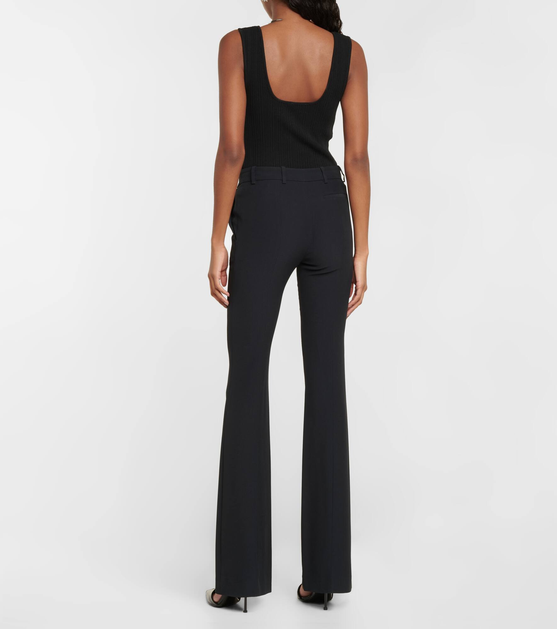 Mid-rise flared pants - 3