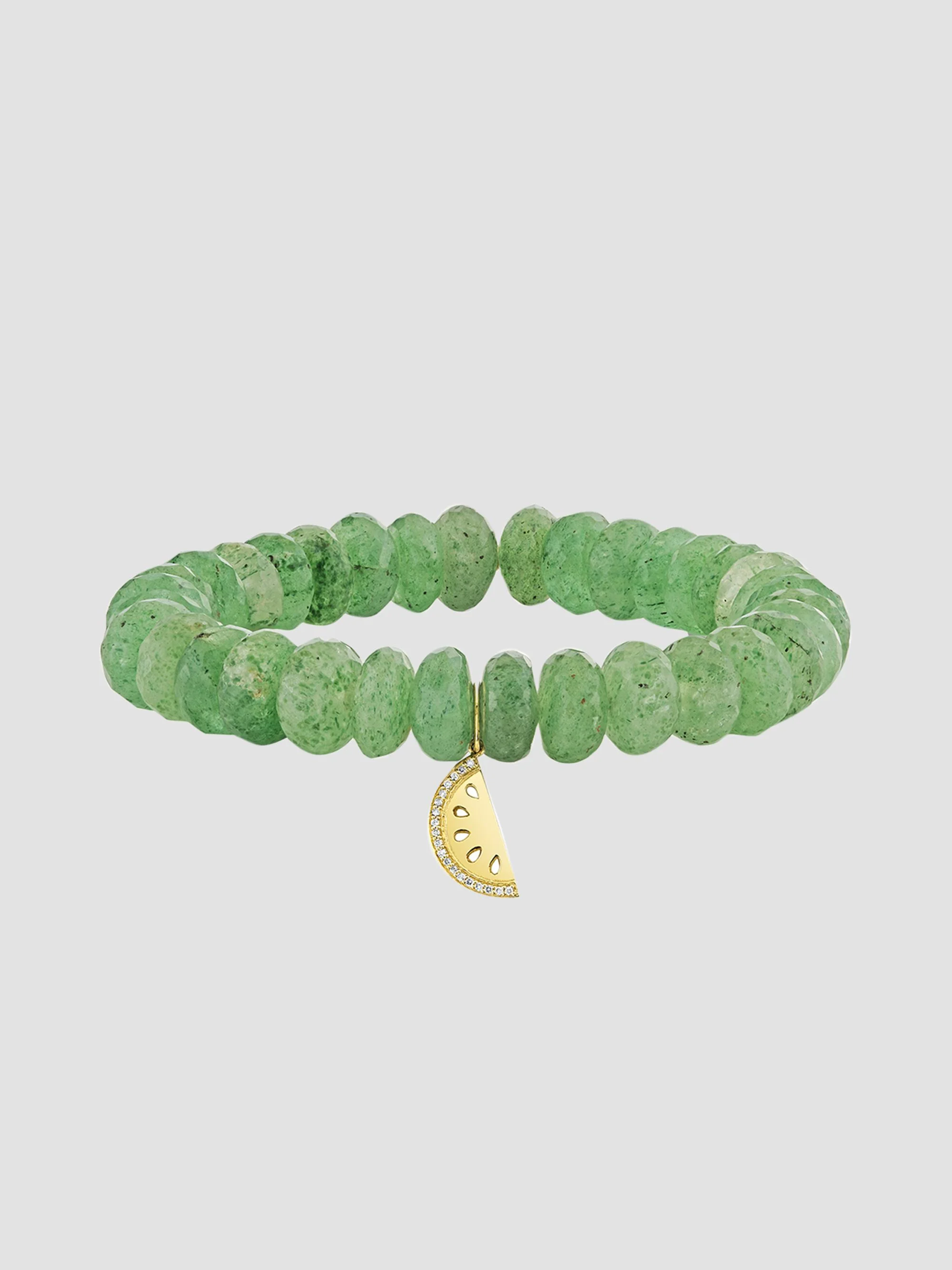 Women's 14K Yellow Gold, Green Quartz & 0.05 TCW Diamond Beaded Stretch Bracelet - Green - 1