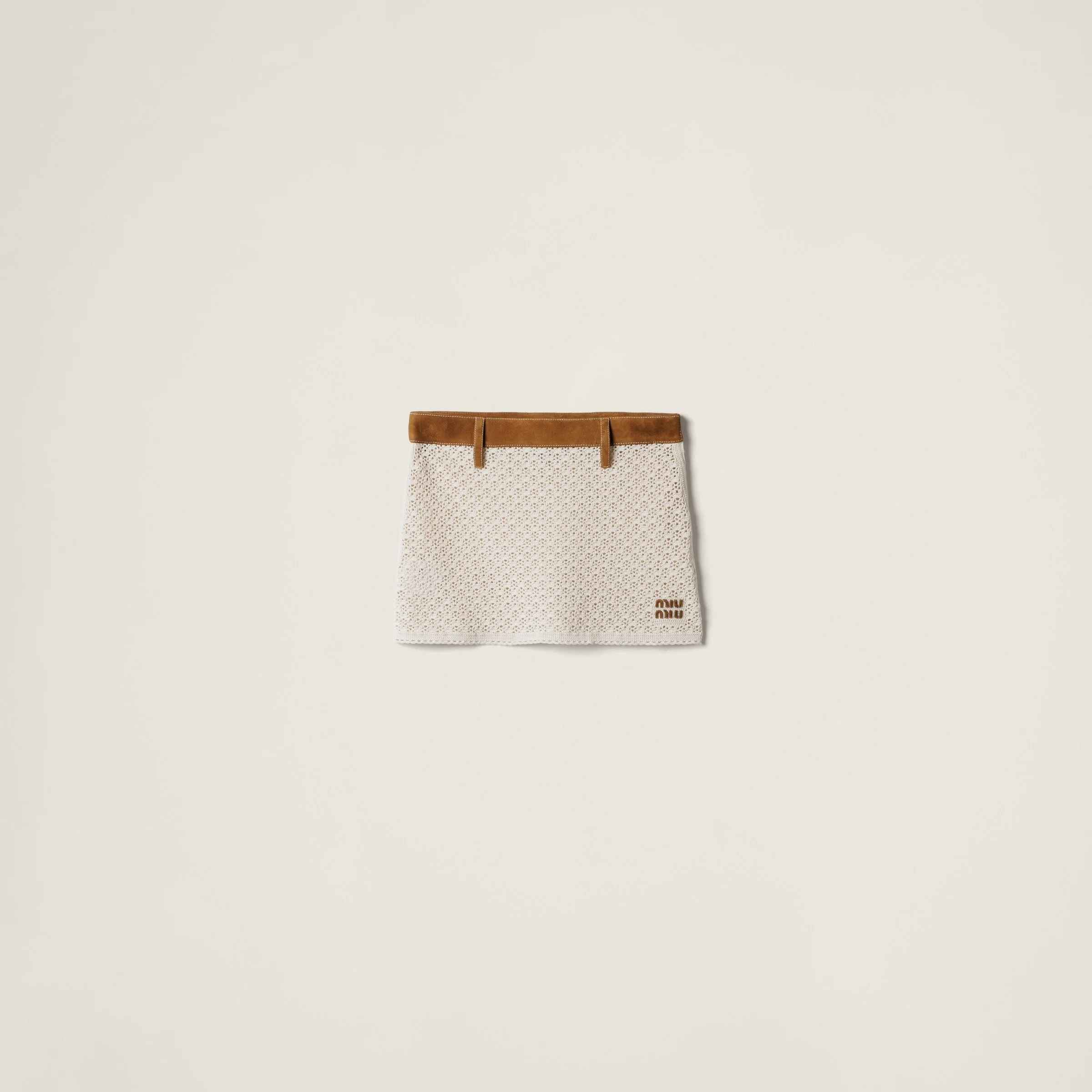 Cotton and suede miniskirt - 1