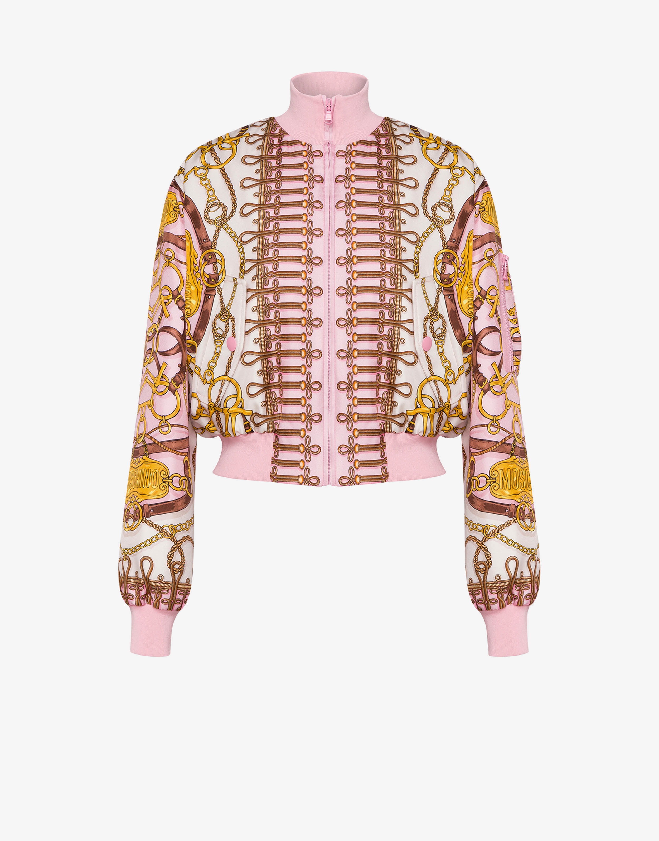 MILITARY TEDDY SCARF SILK BOMBER JACKET - 1