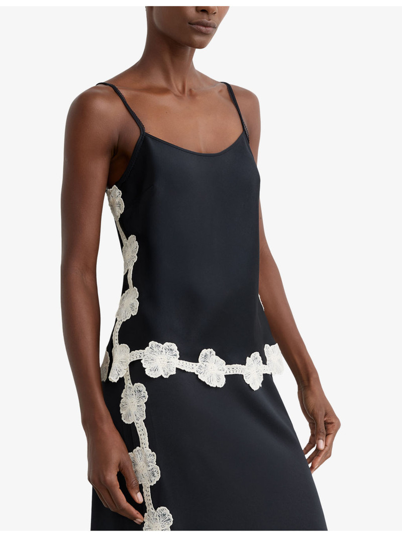 Doa Floral-Lace Stretch-Satin Top 3
