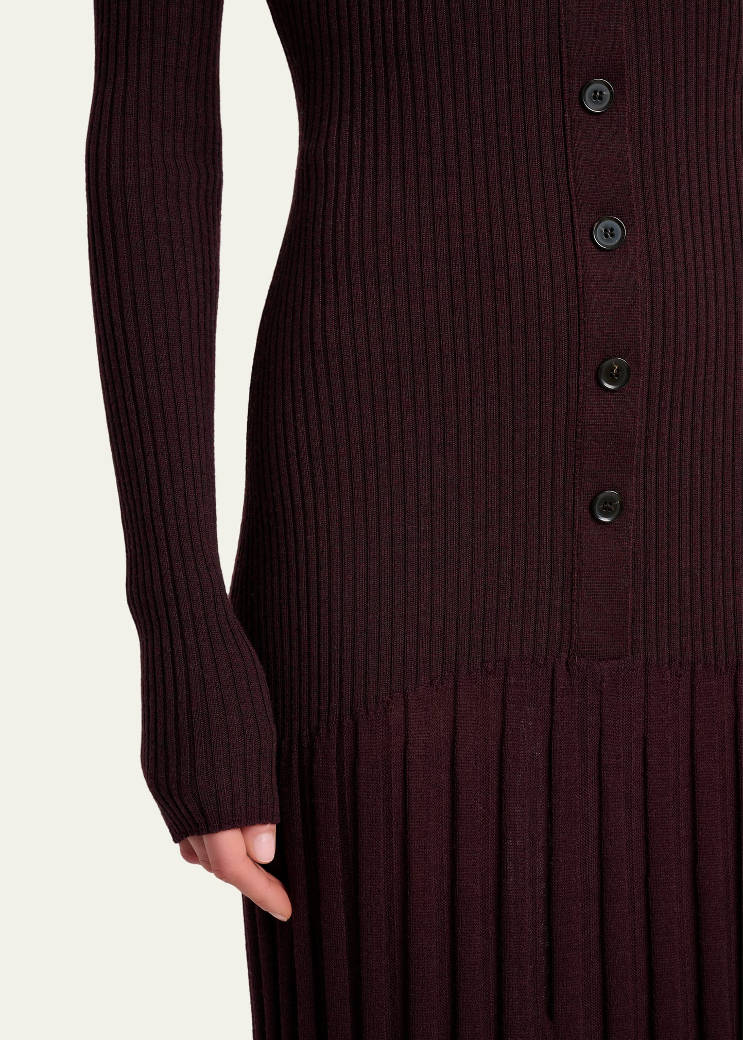 Jada Turtleneck Mutli-Rib Button-Front Maxi Dress - 5
