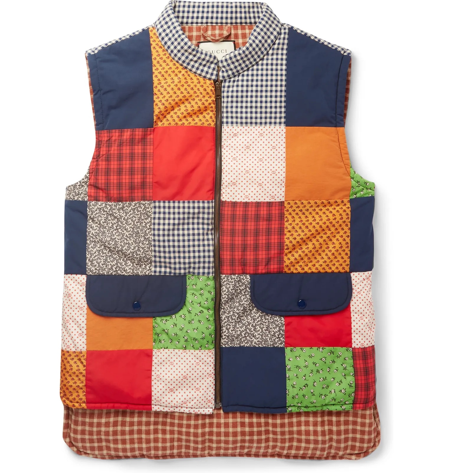 Padded Patchwork Canvas, Shell and Cotton-Blend Gilet - 1