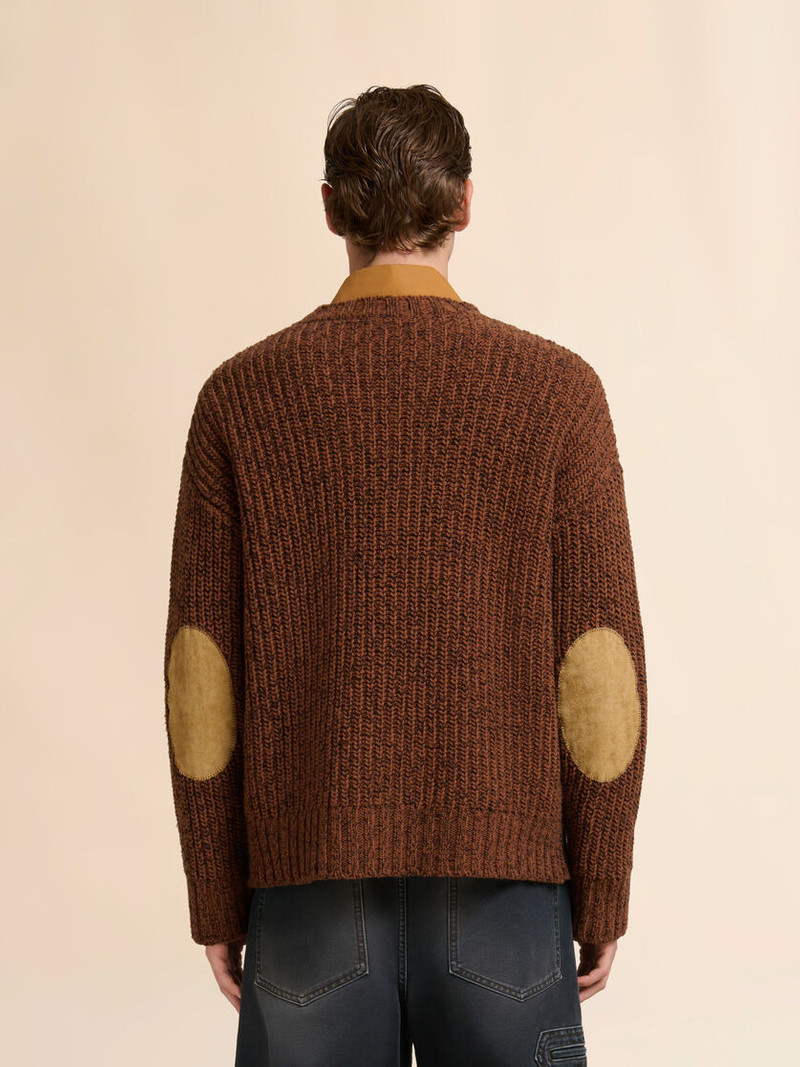 BROWN MOULINÉ WOOL SWEATER WITH MARNI MENDING 3