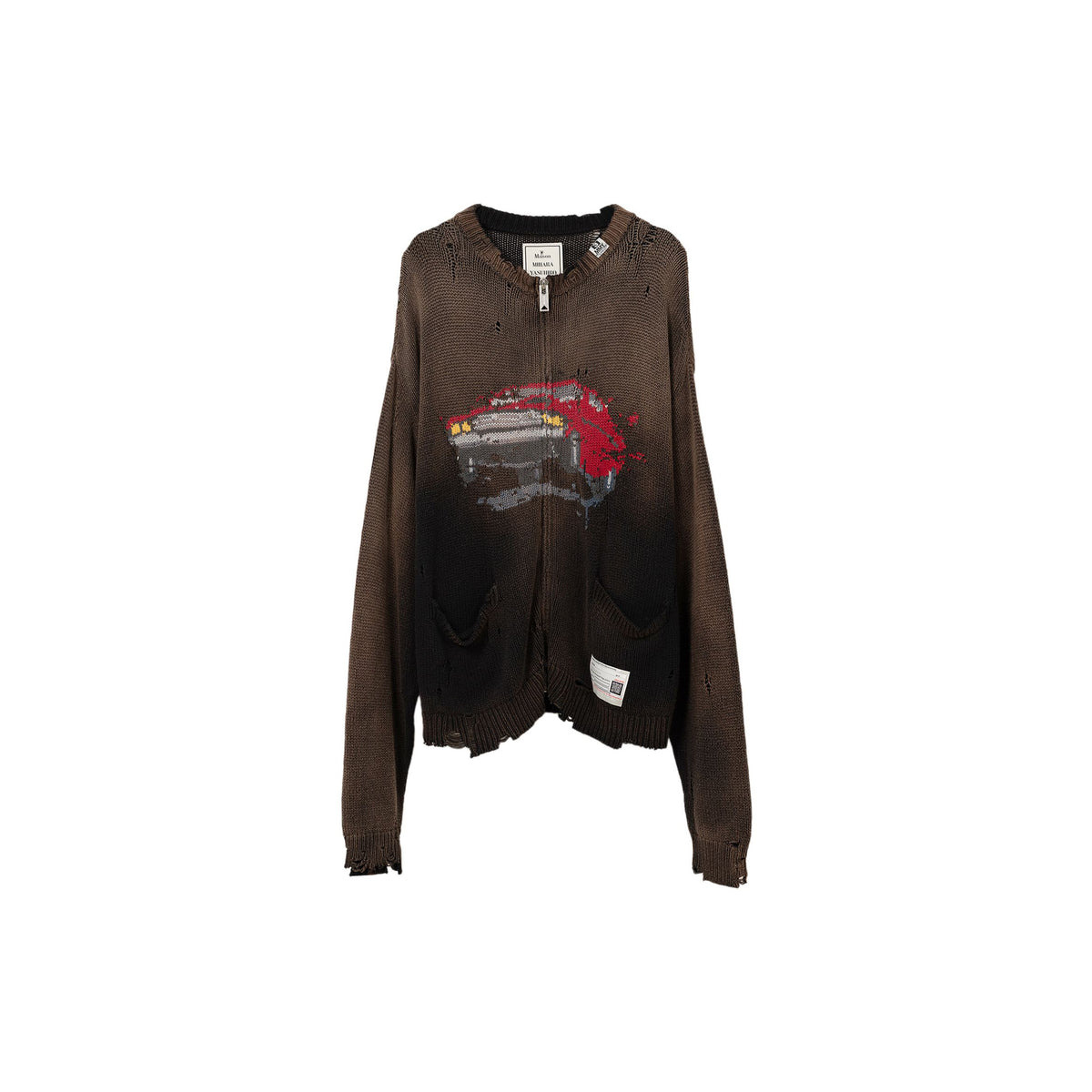 CAR JACQUARD KNIT CARDIGAN (BLACK) - 1