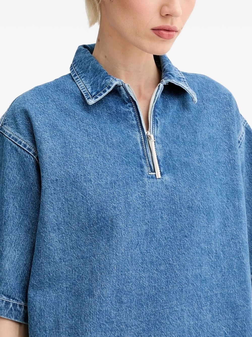 half-zip denim top - 4