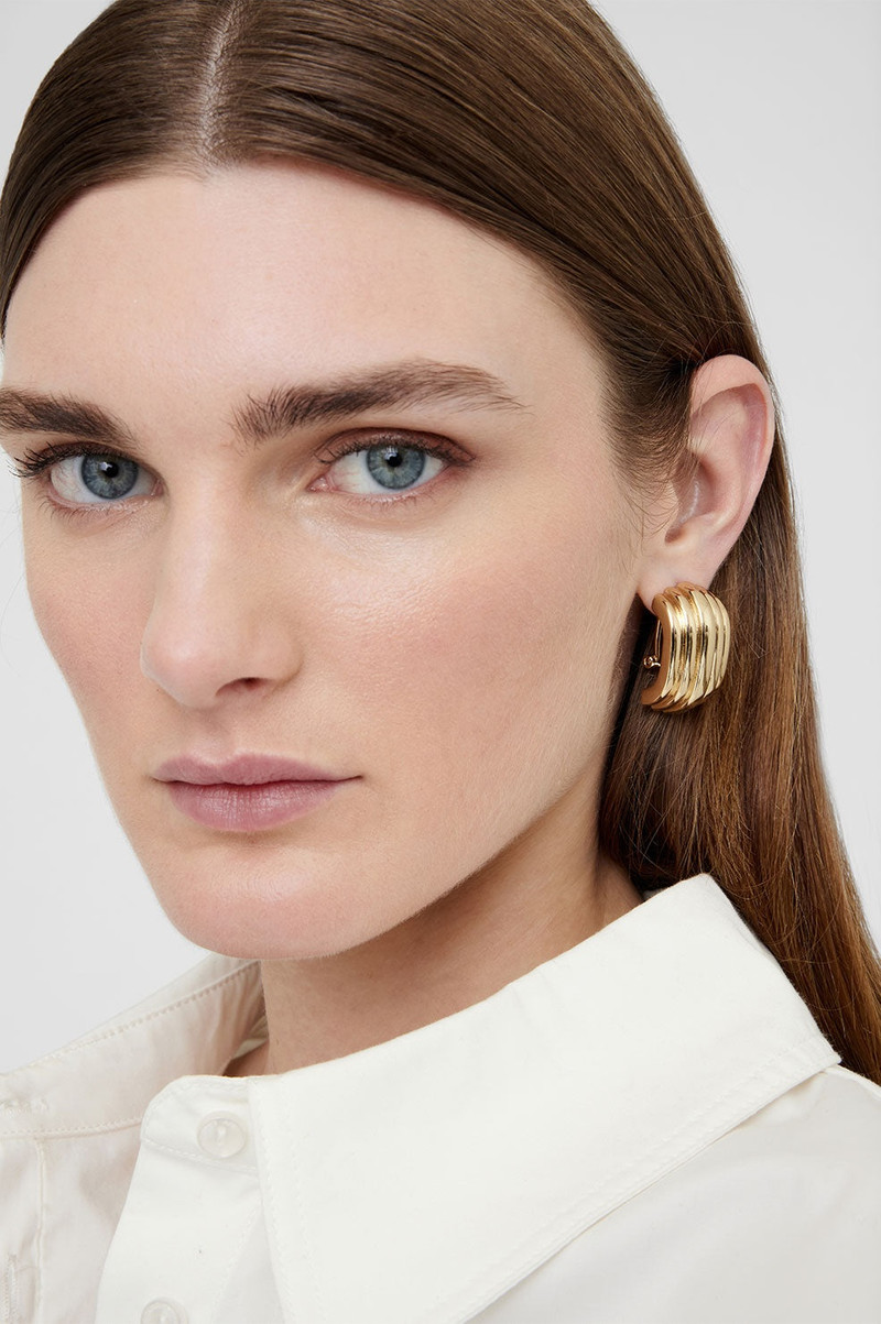 ANINE BING Chunky Ribbed Earrings - Gold outlook