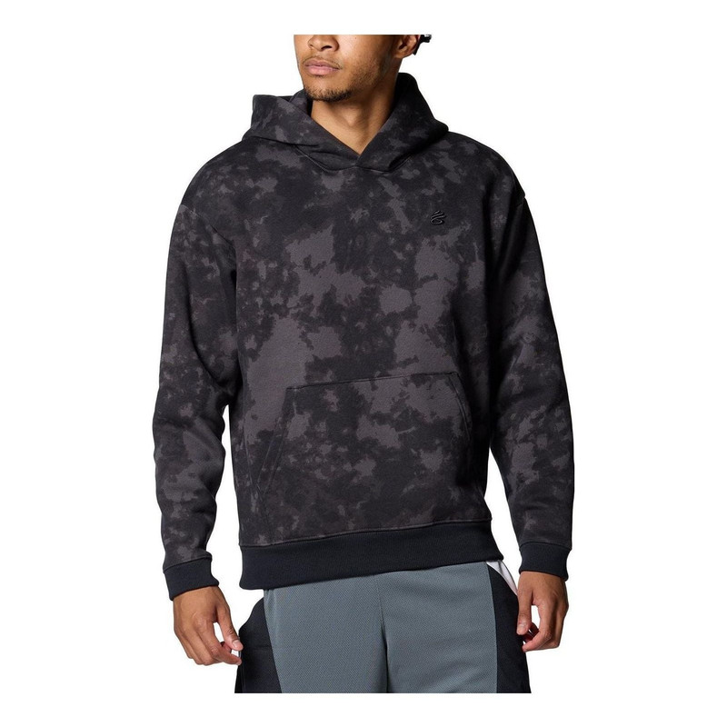 Under Armour Curry Acid Wash Sweatshirt Hoodie 'Black Grey' 1380326-010 - 1
