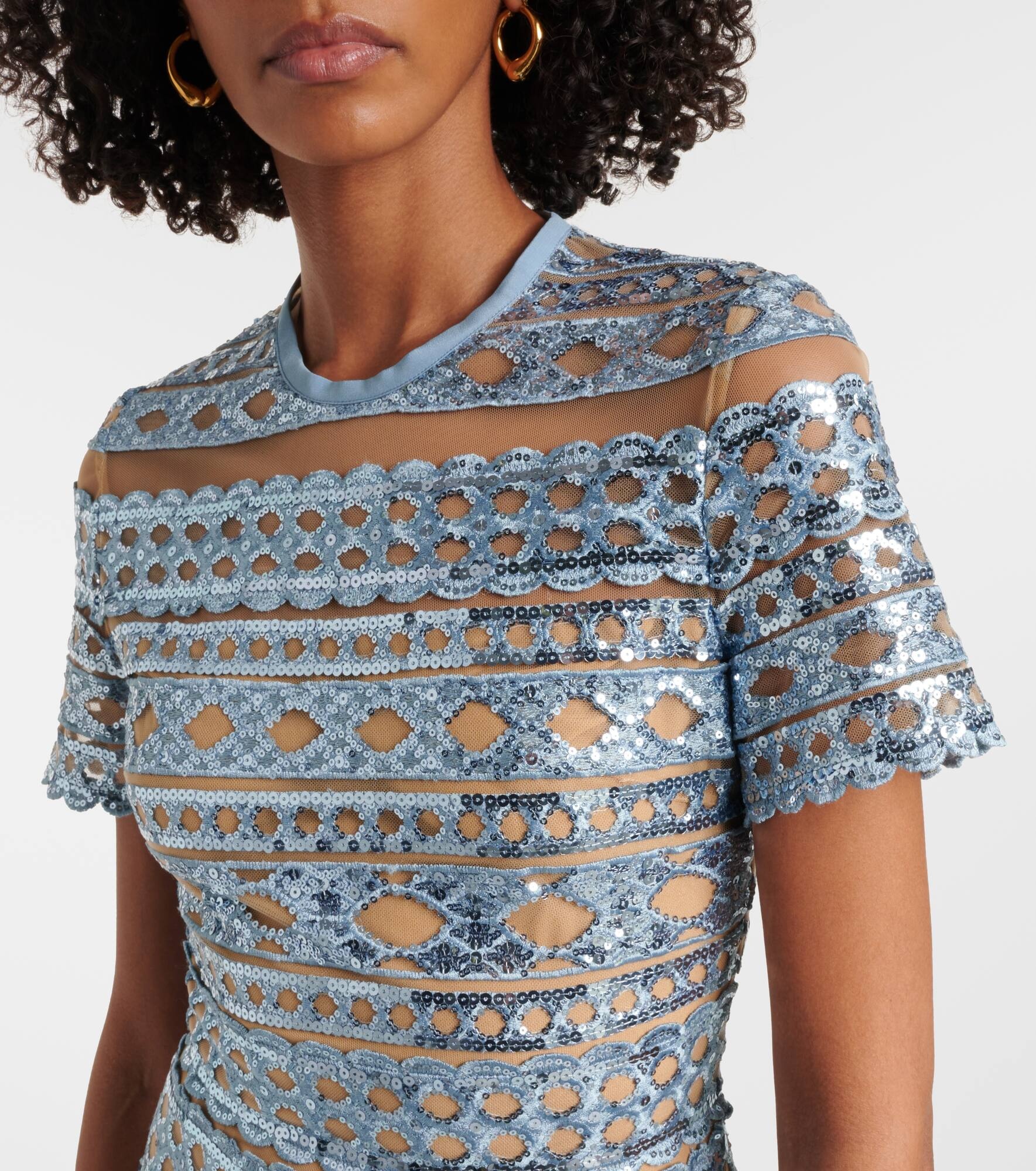 Embroidered tulle maxi dress - 4