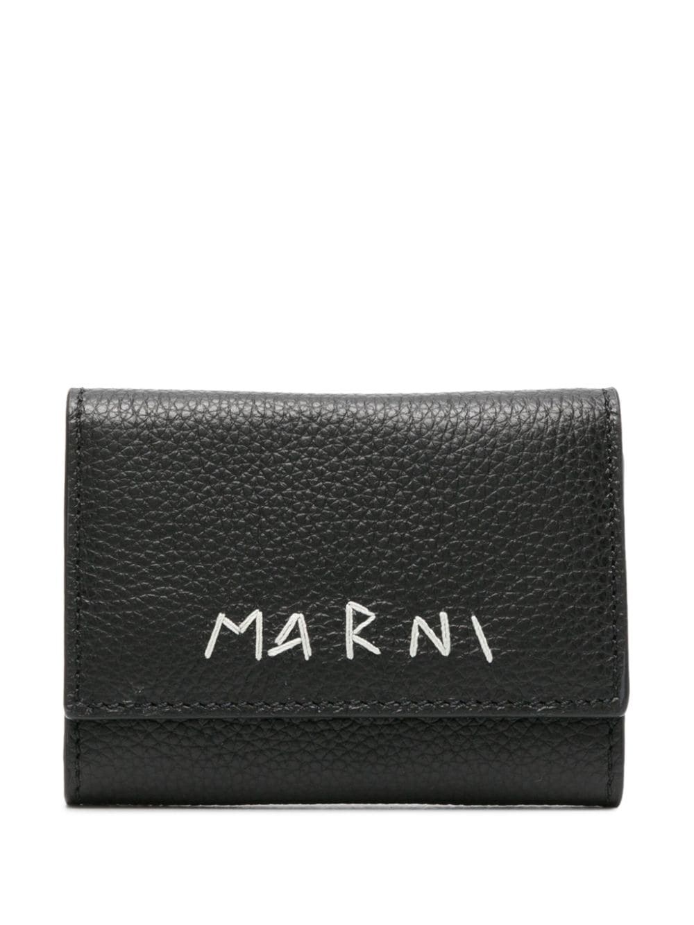 embroidered-logo leather key case - 1