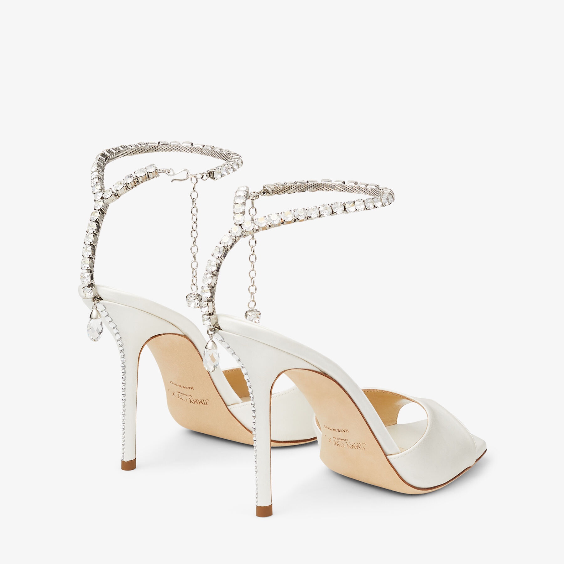 Saeda Sandal 100
Ivory Satin Sandals with Crystal Embellishment - 6