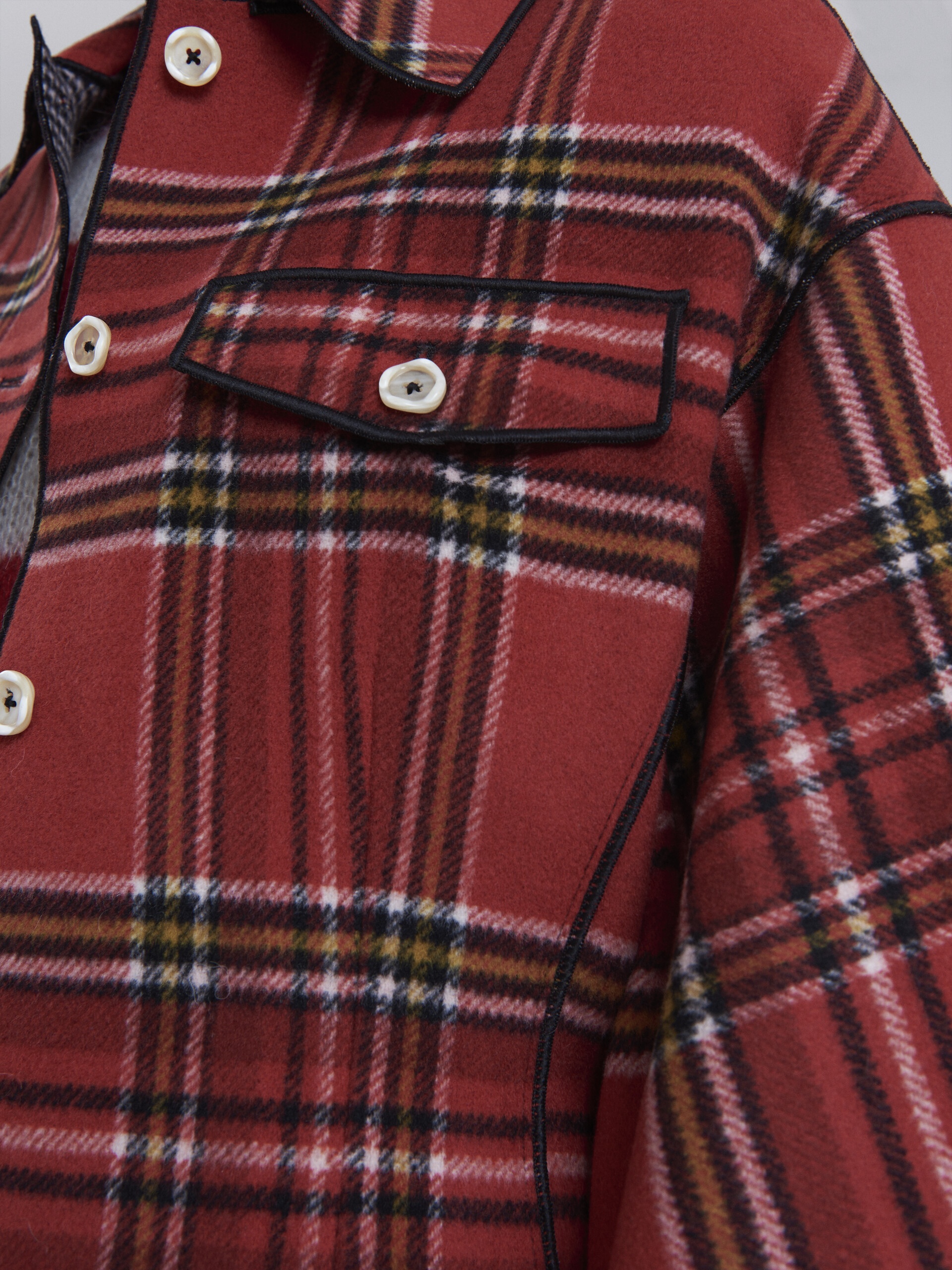 DOUBLE FACE MELTON WOOL JACKET WITH CONTRASTING LINING AND PIPING - 5