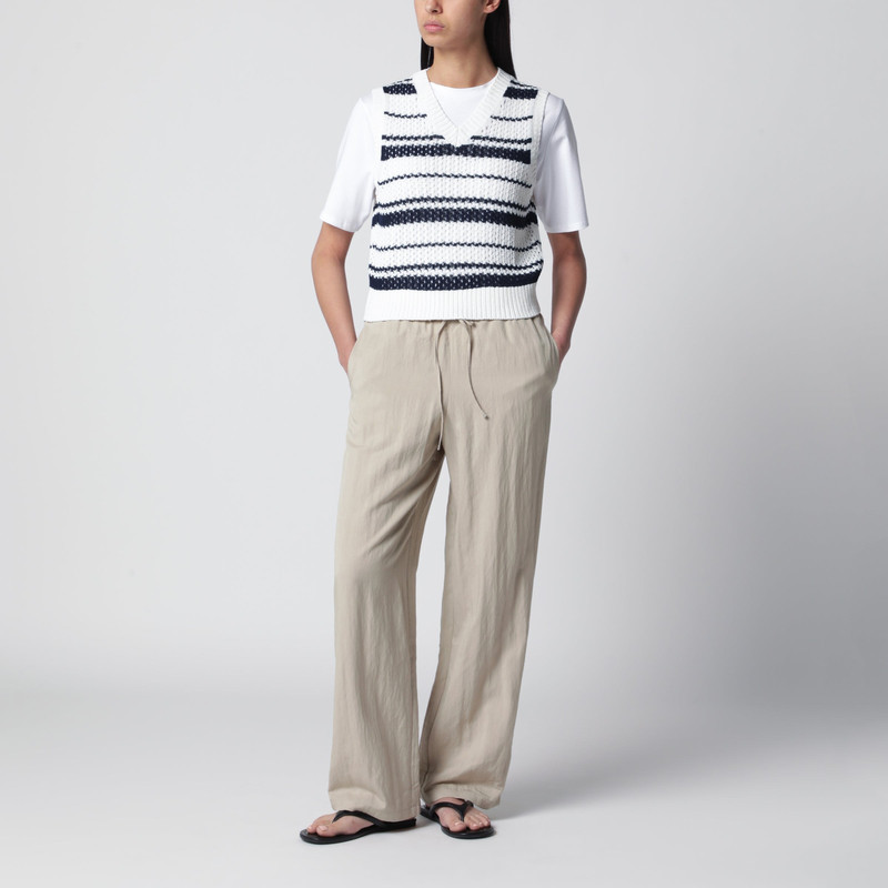 Dunst White/navy blue striped crochet-effect vest outlook