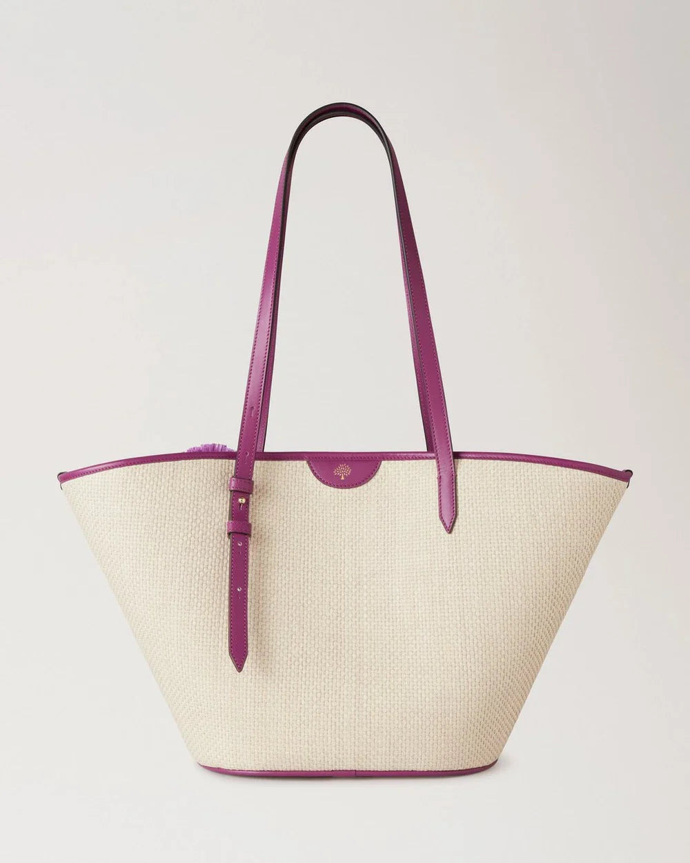 Basket Tote Orchid Bloom Raffia & Pom Poms - 3