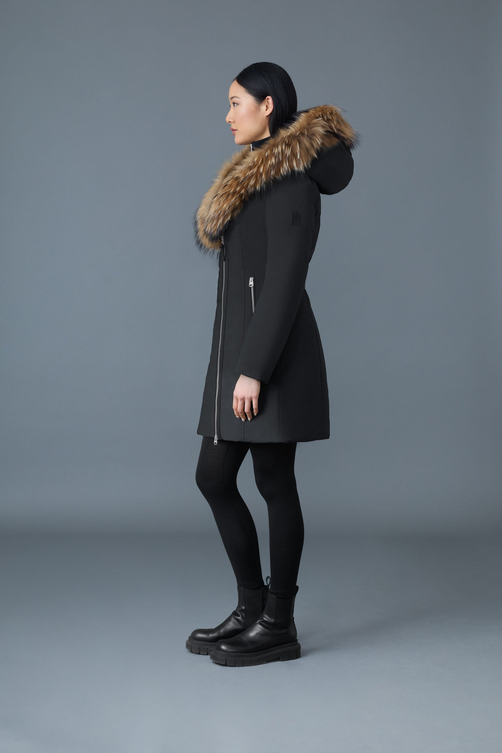 TRISH Powder Touch down coat with natural fur Signature Mackage Collar - 3
