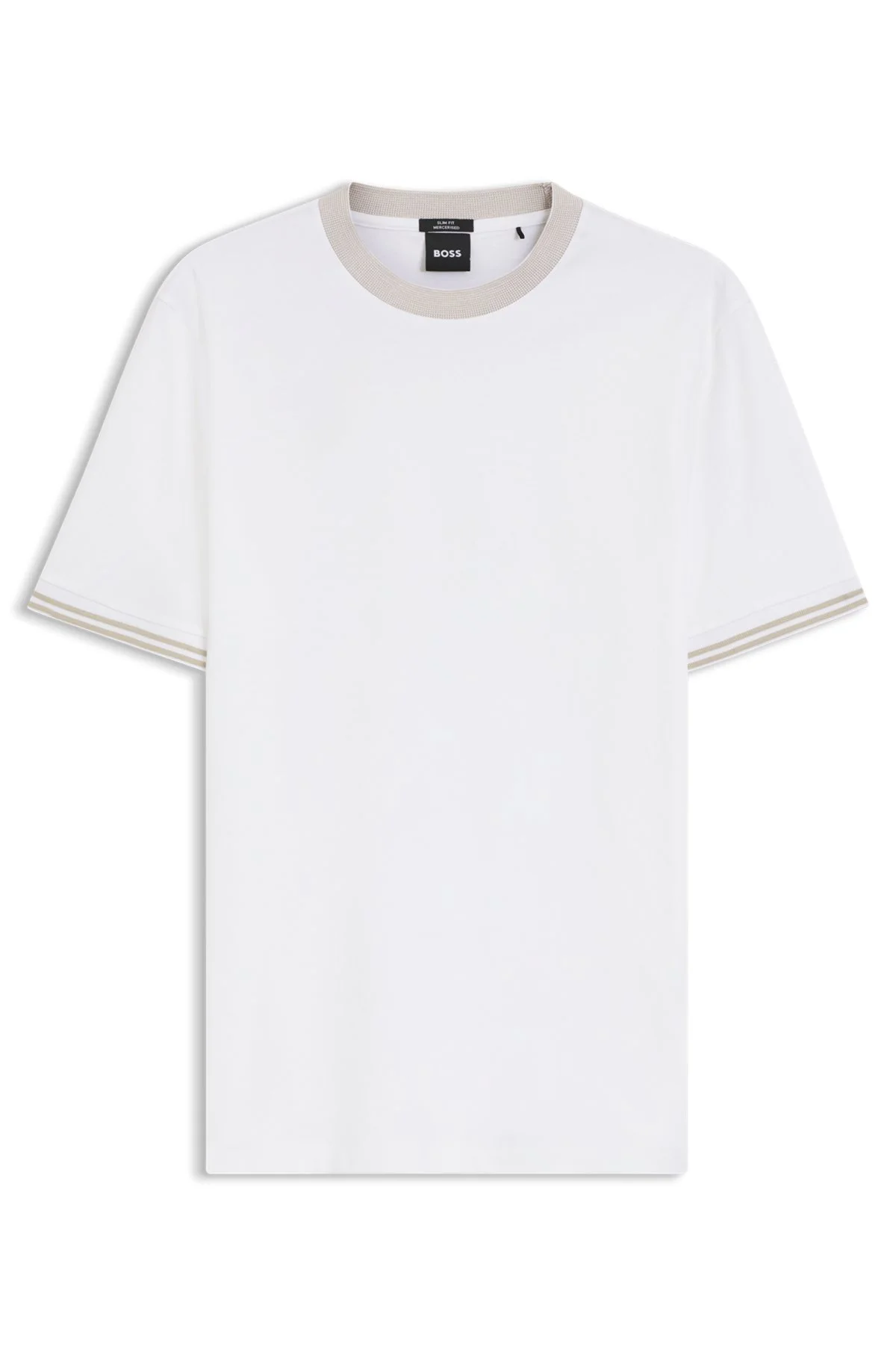 CONTRAST-TIPPING SLIM-FIT T-SHIRT IN MERCERISED COTTON - 1
