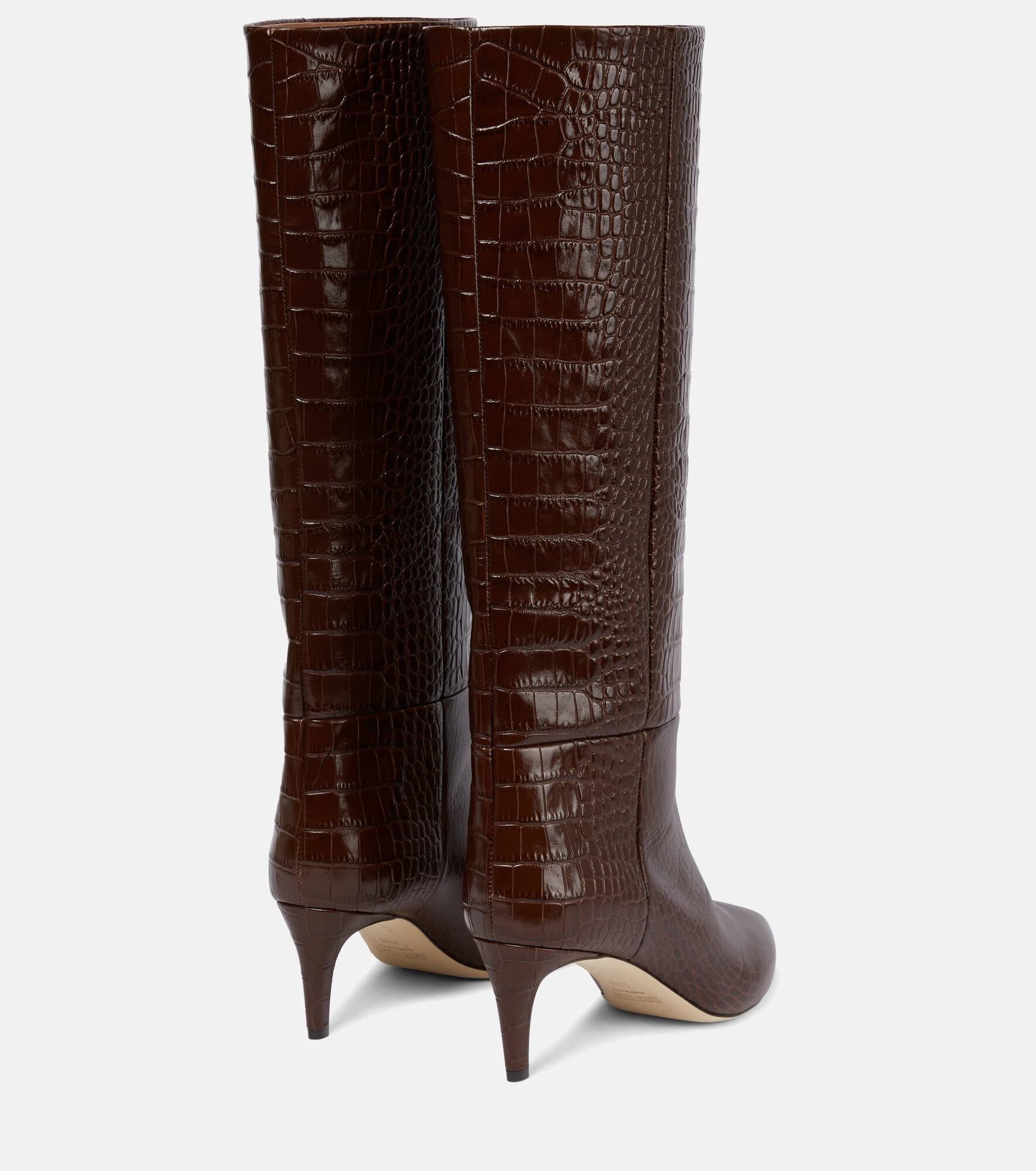 Croc-effect leather knee-high boots - 2