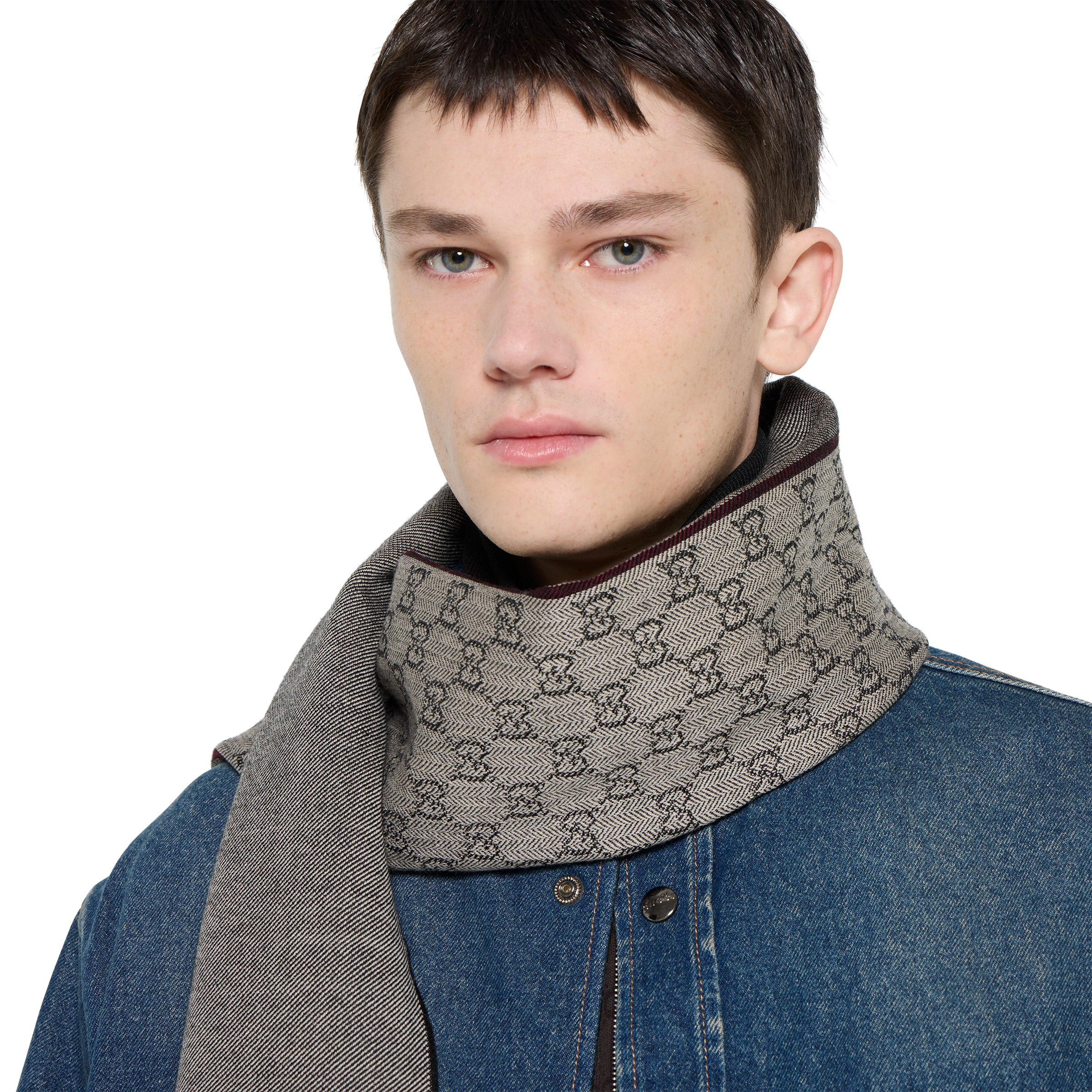 GG wool jacquard scarf - 4