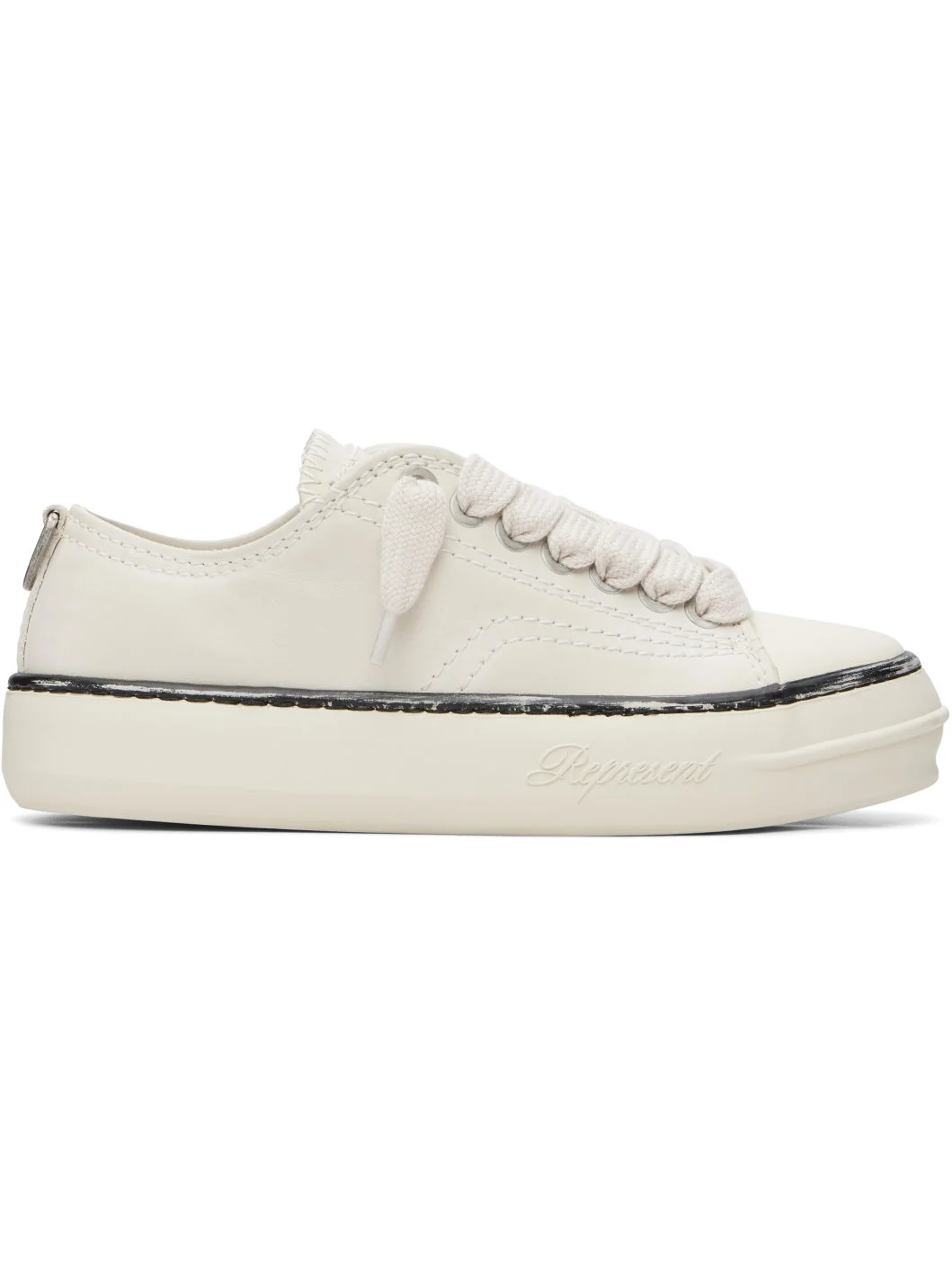 Off-White Rep-Cap Distressed Leather Sneakers - 1