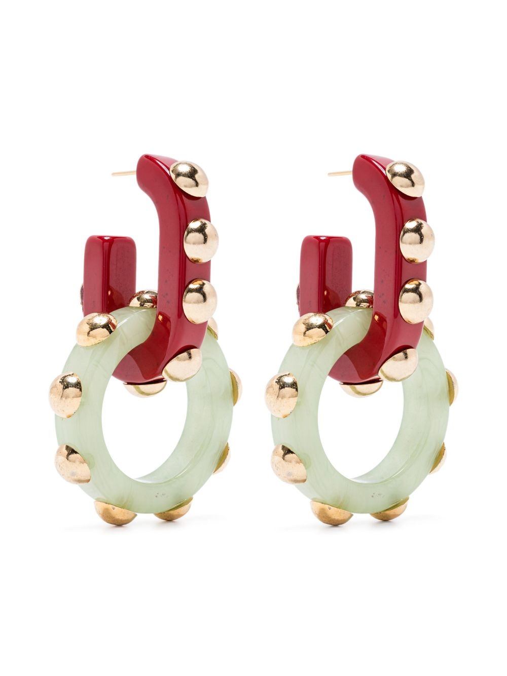 stud-embellished double hoops - 2