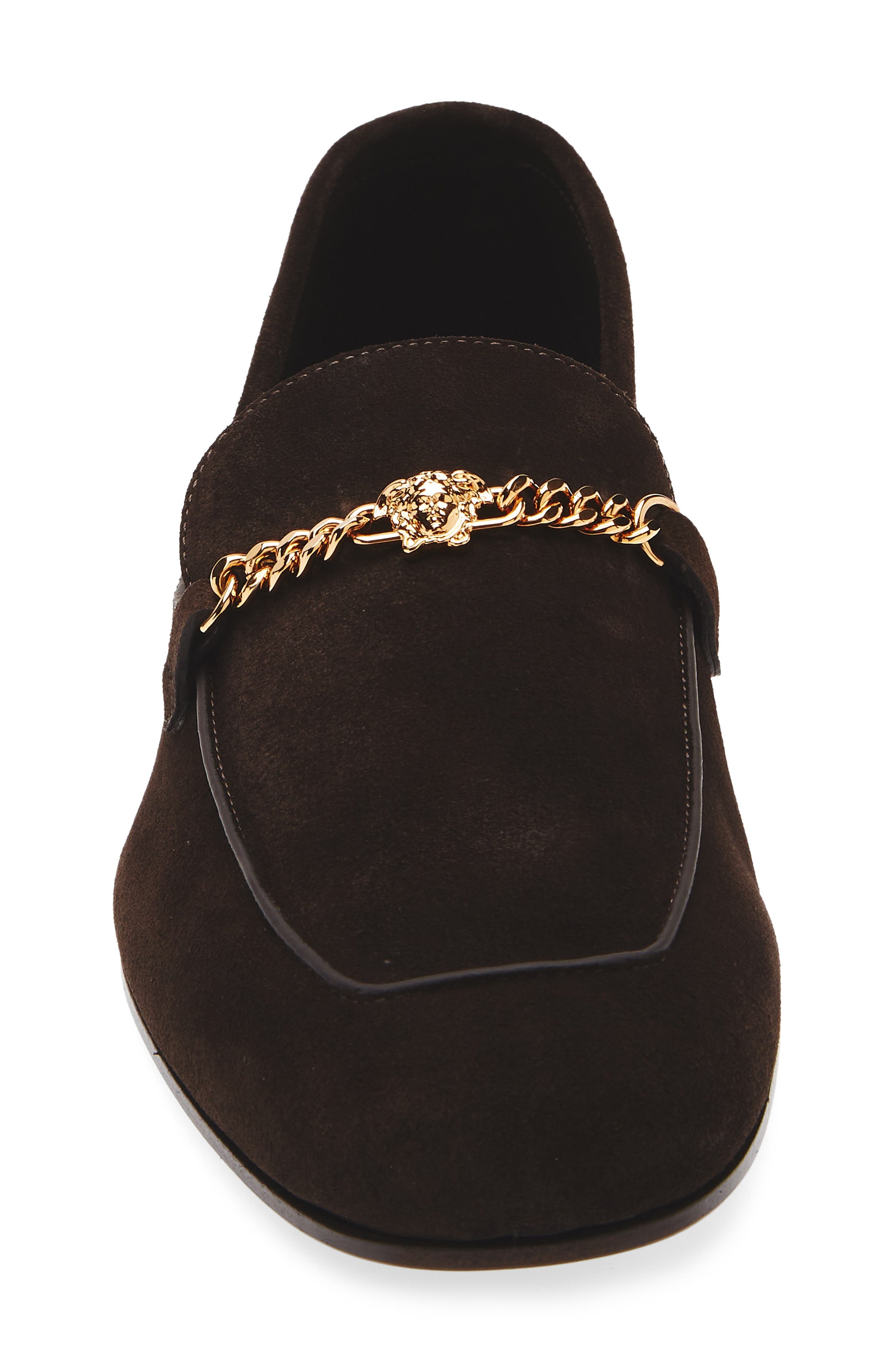 Versace Medusa Chain Suede Loafer in Ebano-Versace Gold at Nordstrom - 4