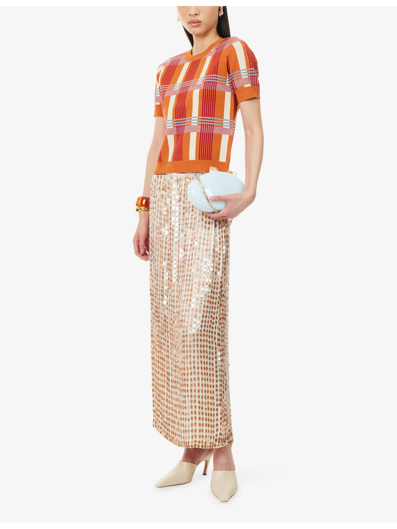 ZANKOV Leo Checked Stretch-Knit Top outlook