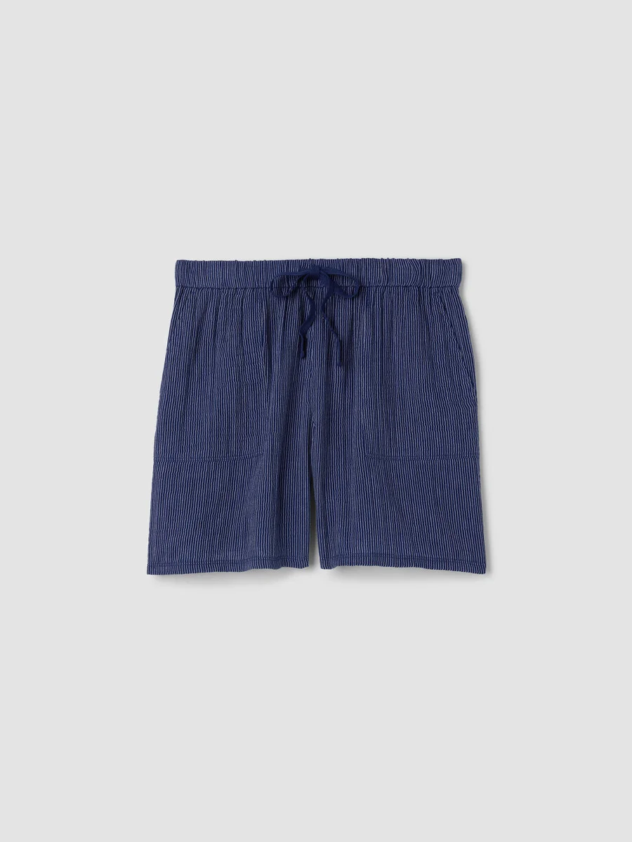 Striped Organic Cotton Gauze Walking Shorts - 1
