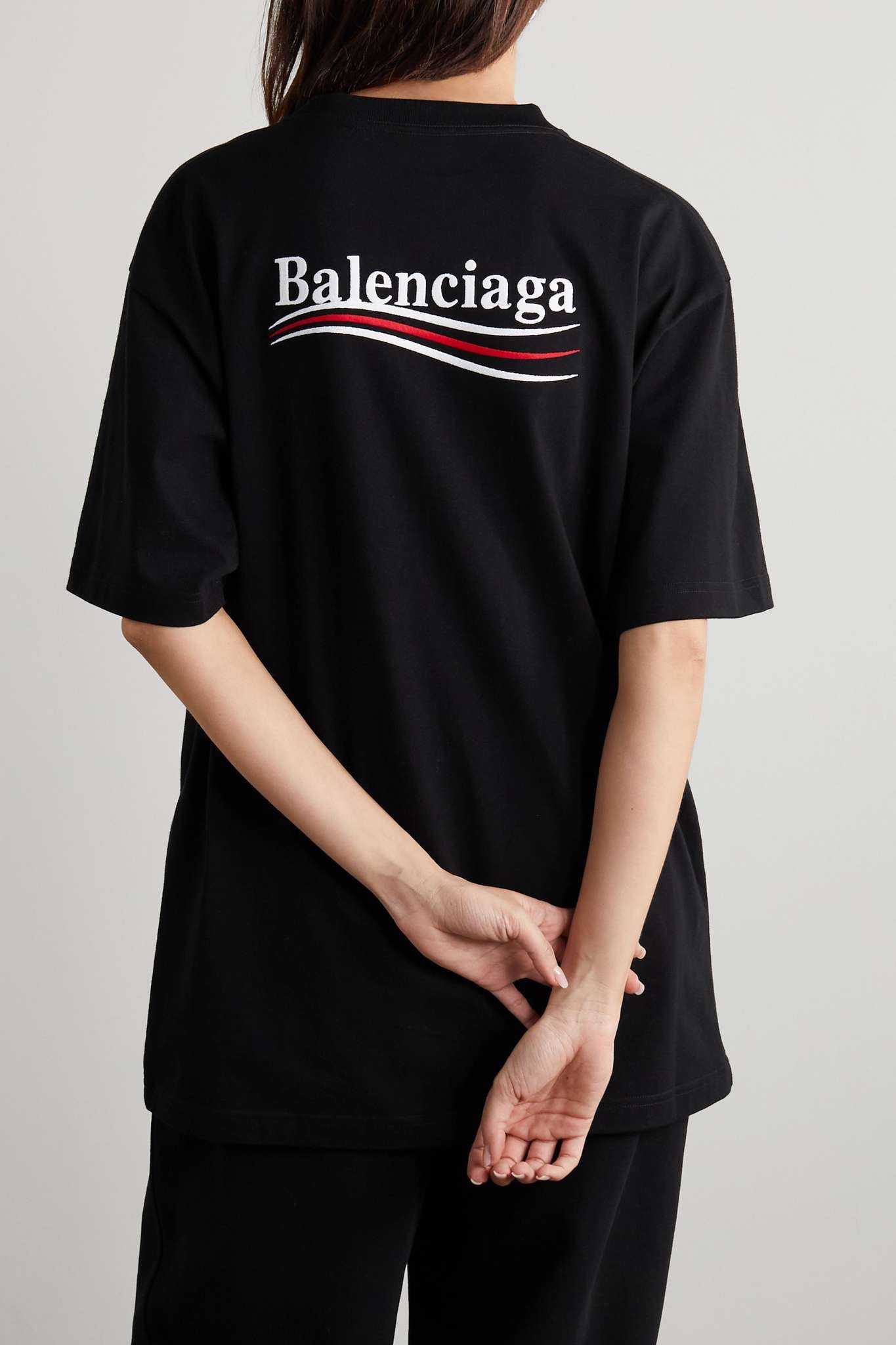 Oversized embroidered cotton-jersey T-shirt - 4