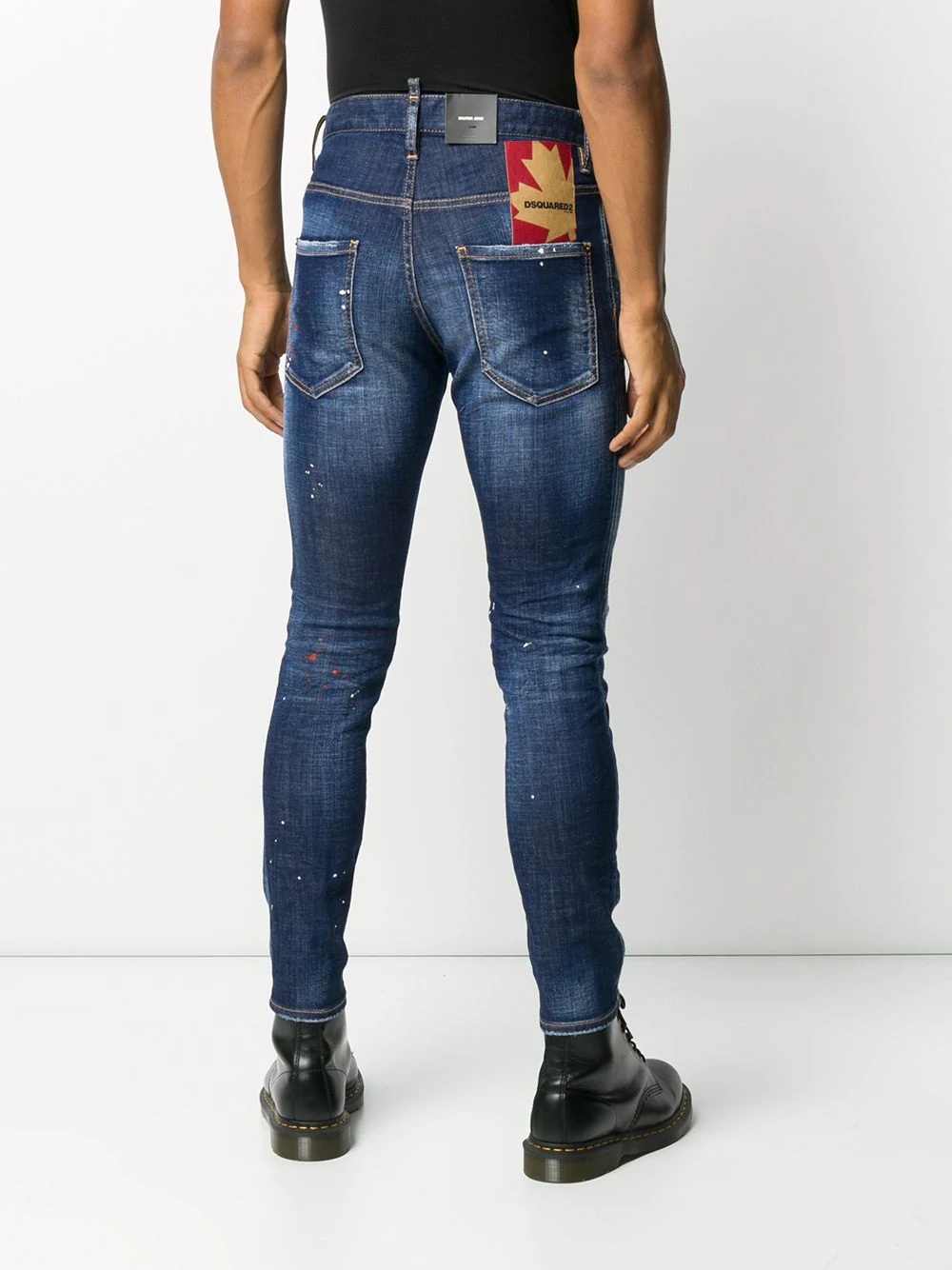 logo patch distressed jeans - 4