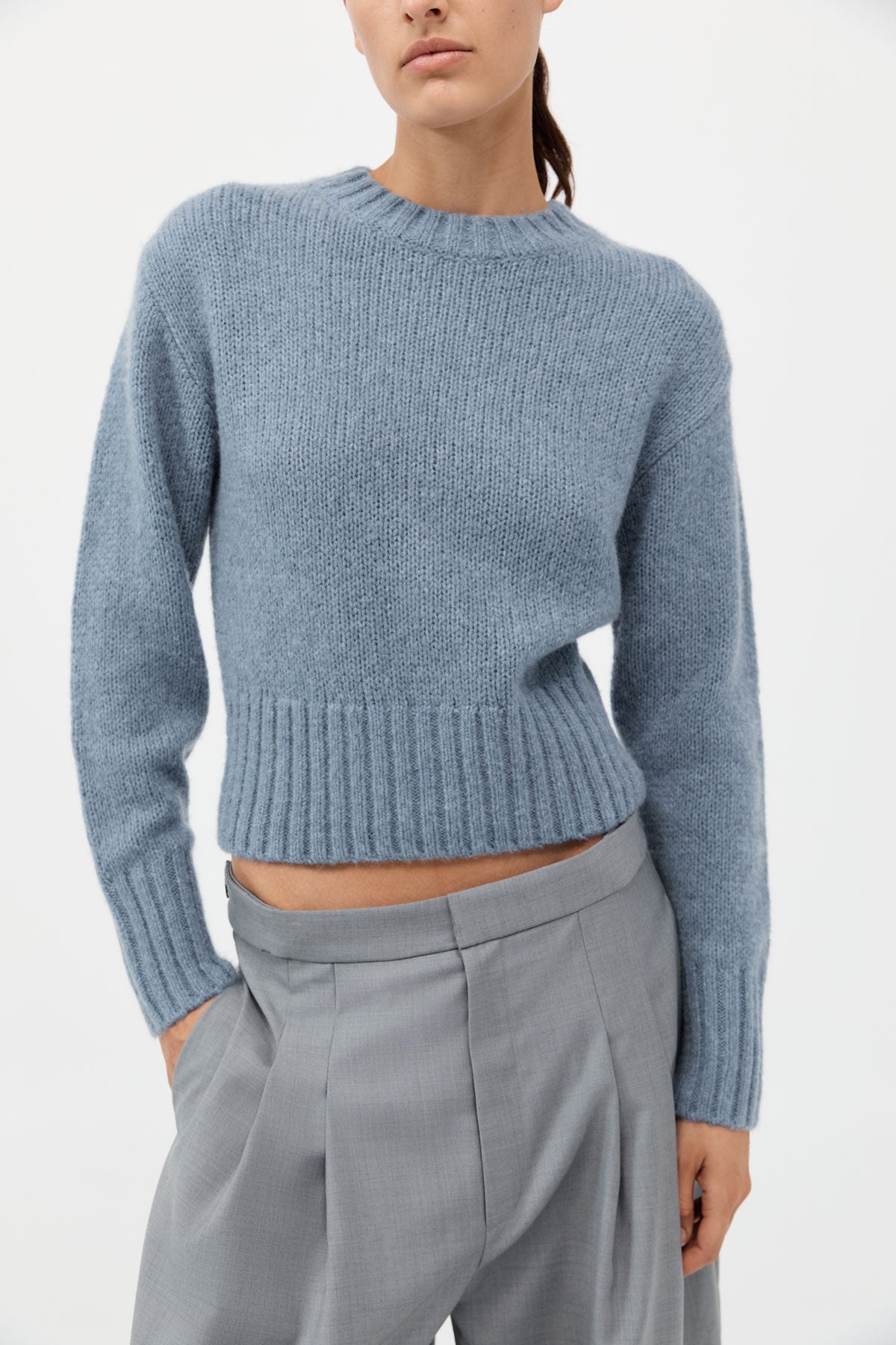 Wool Cashmere Blend Sweater - Soft Blue - 3